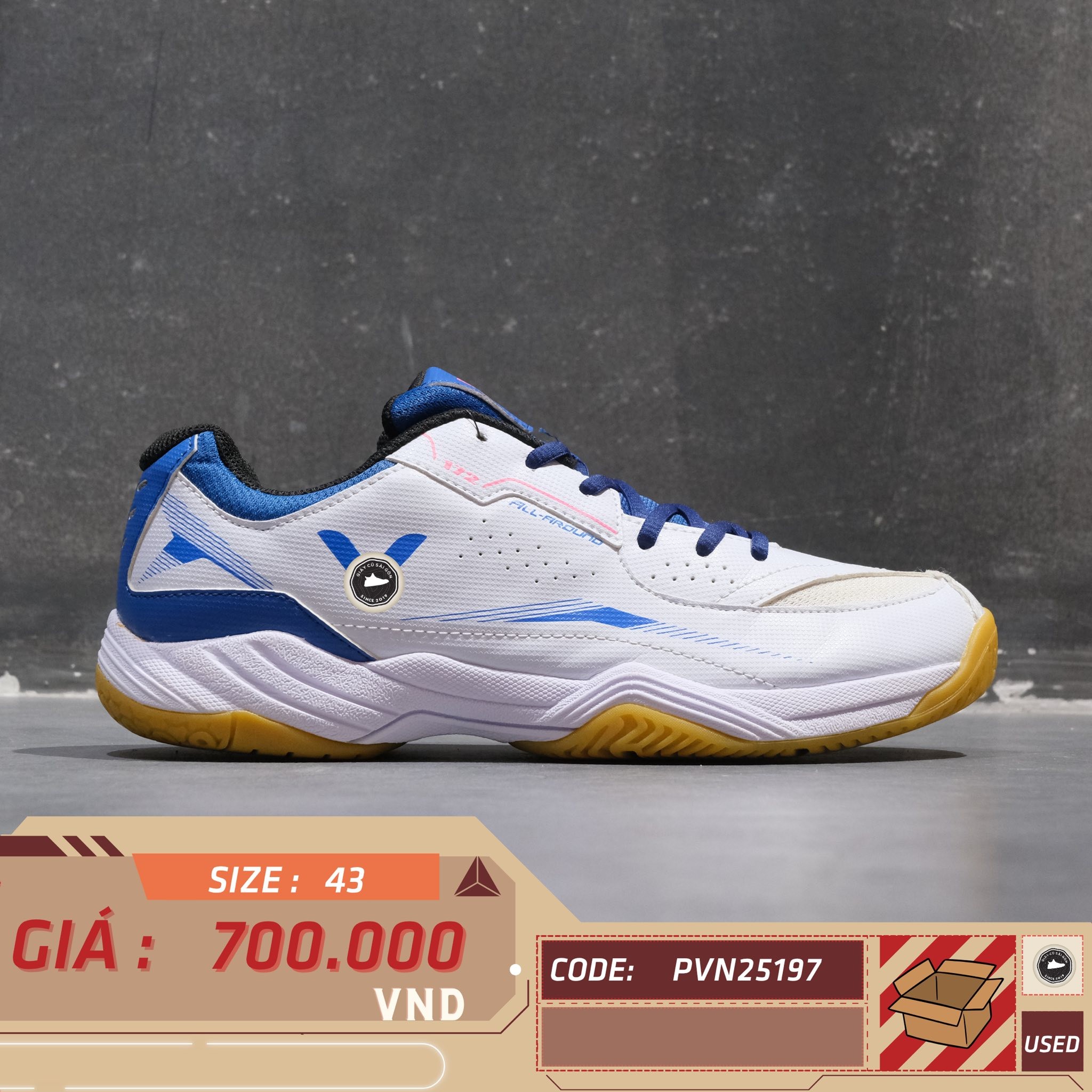 Giày Pickleball Victor A172-AF White Blue - A172-AF - Size 43 - GIÀY 2HAND CHÍNH HÃNG PVN