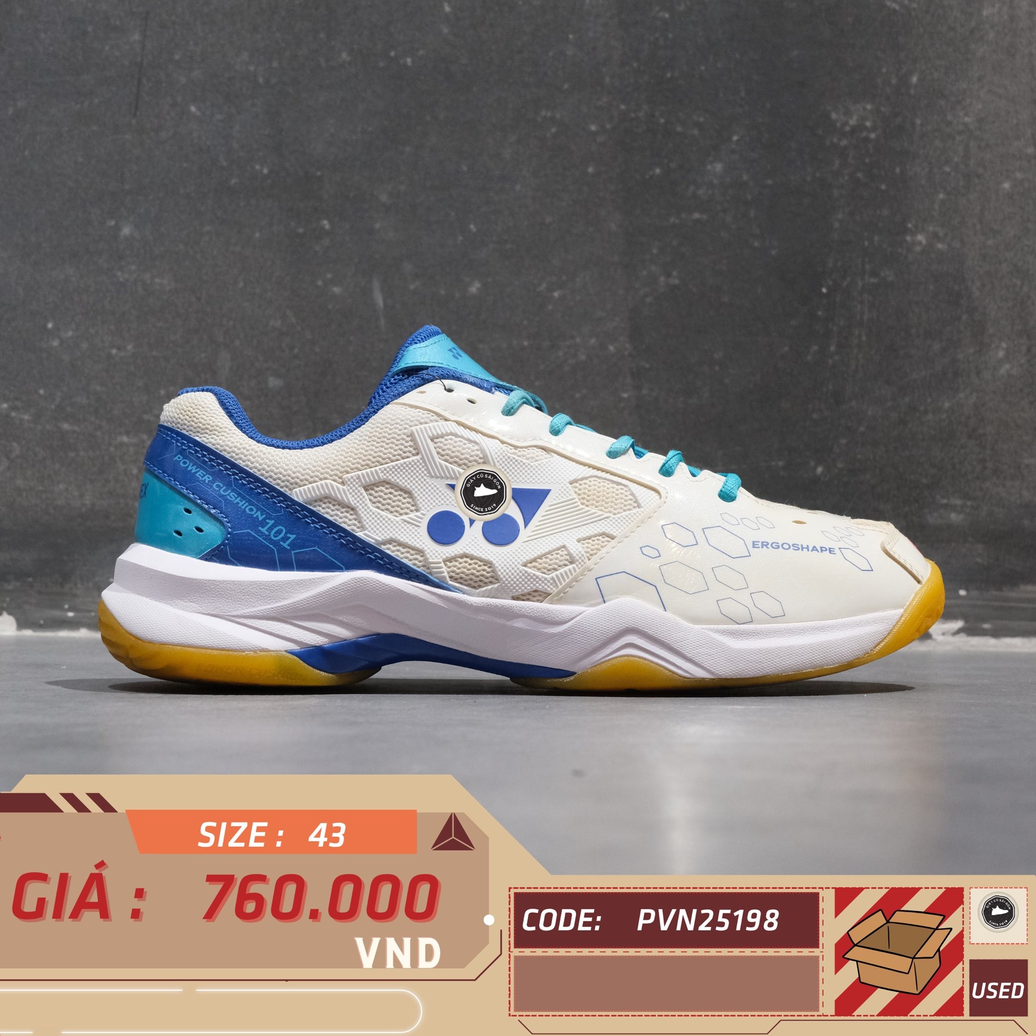Yonex Power Cushion 101 White Blue - SHB101CR - Size 43 - GIÀY 2HAND CHÍNH HÃNG PVN25198