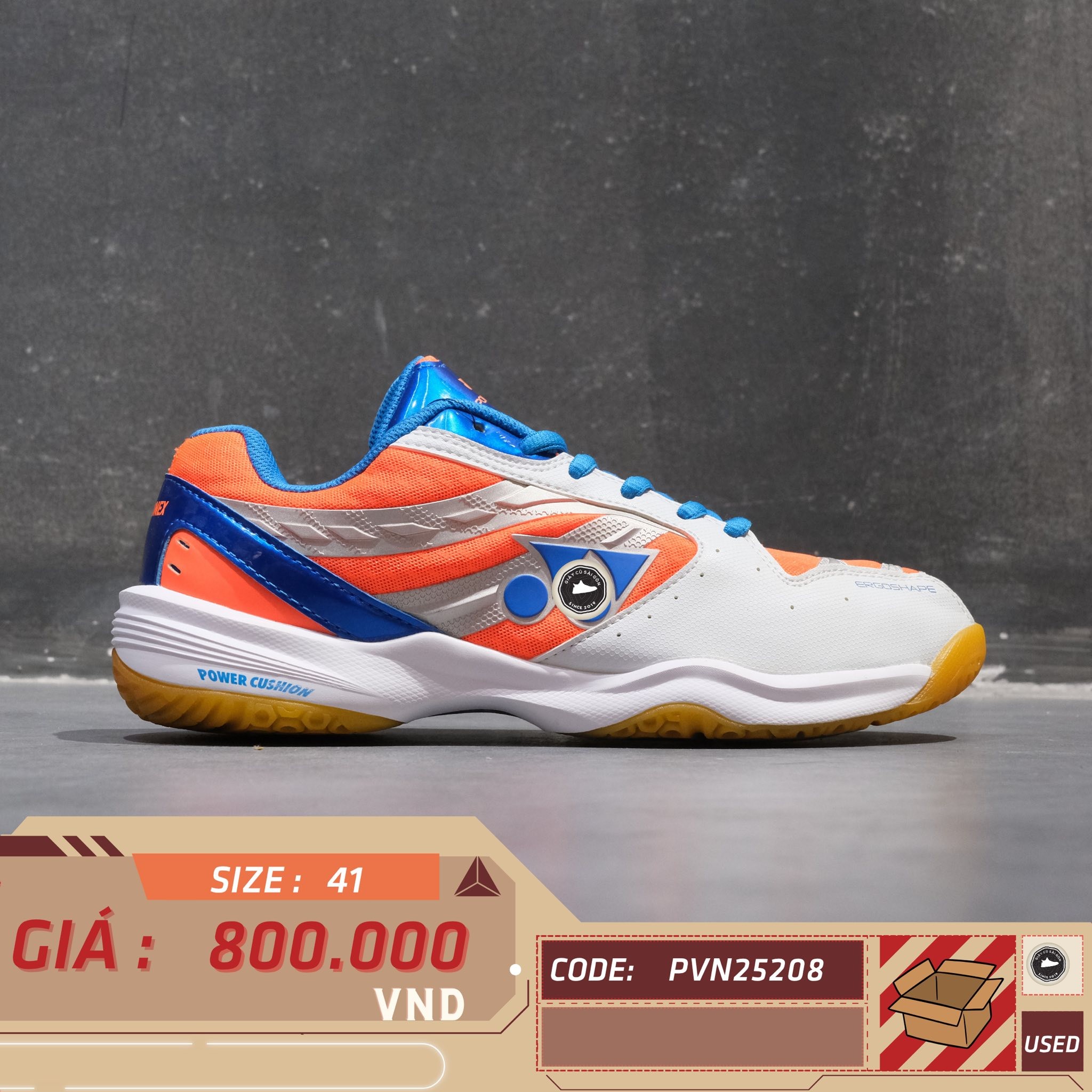 Yonex Power Cushion 100 - SHB100 TRẮNG CAM - Size 41 - GIÀY 2HAND CHÍNH HÃNG PVN25208