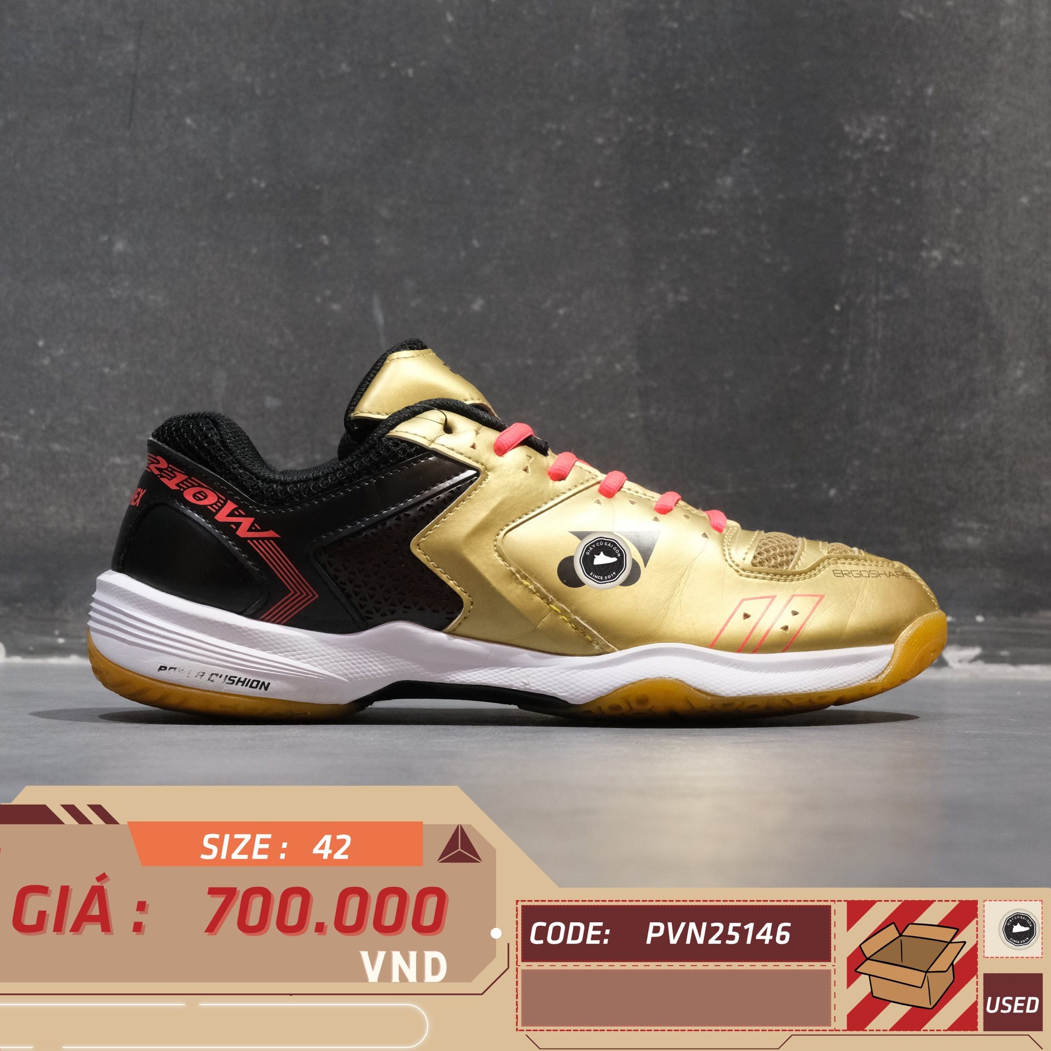 YONEX POWER CUSHION 210W (SHB210W) MÀU VÀNG ĐỒNG - Size 42 - GIÀY 2HAND CHÍNH HÃNG PVN25146
