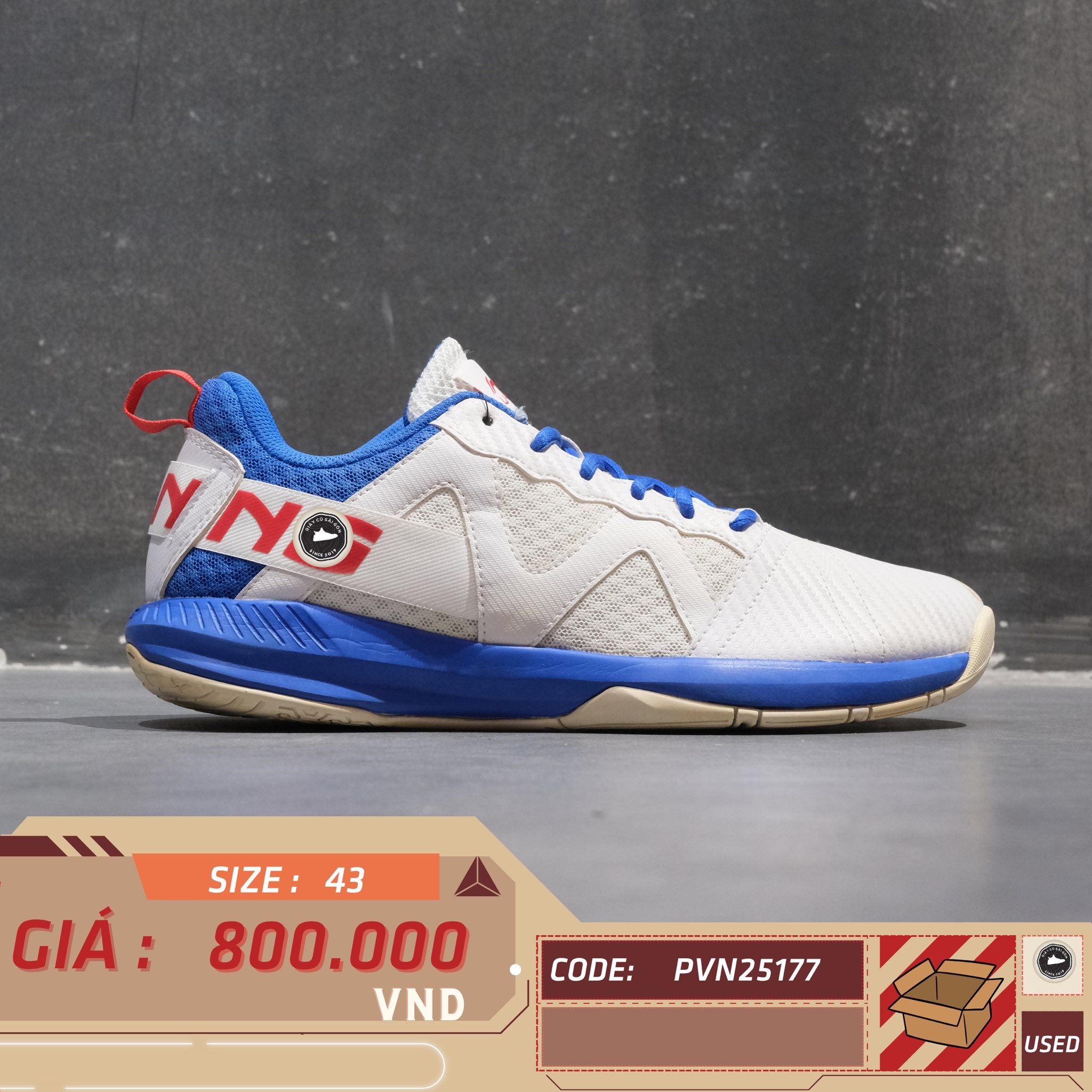 Giày Cầu Lông Li-Ning White Blue - AYTQ 023-1 - Size 43 - GIÀY 2HAND CHÍNH HÃNG 25177