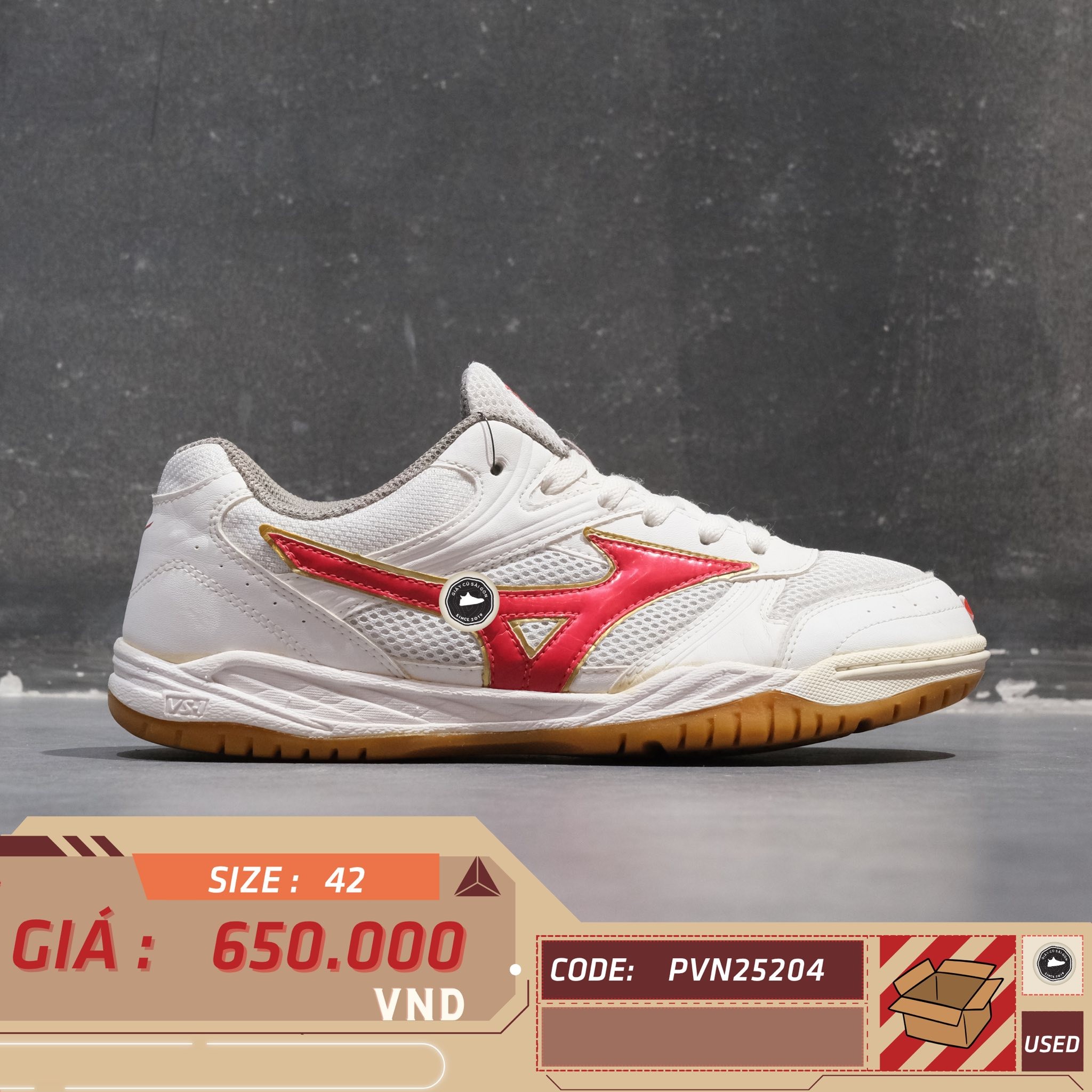 Giày Pickleball Mizuno Wave Gate 2 White Red Gold - 71GA144062 - Size 42 - GIÀY 2HAND CHÍNH HÃNG PVN