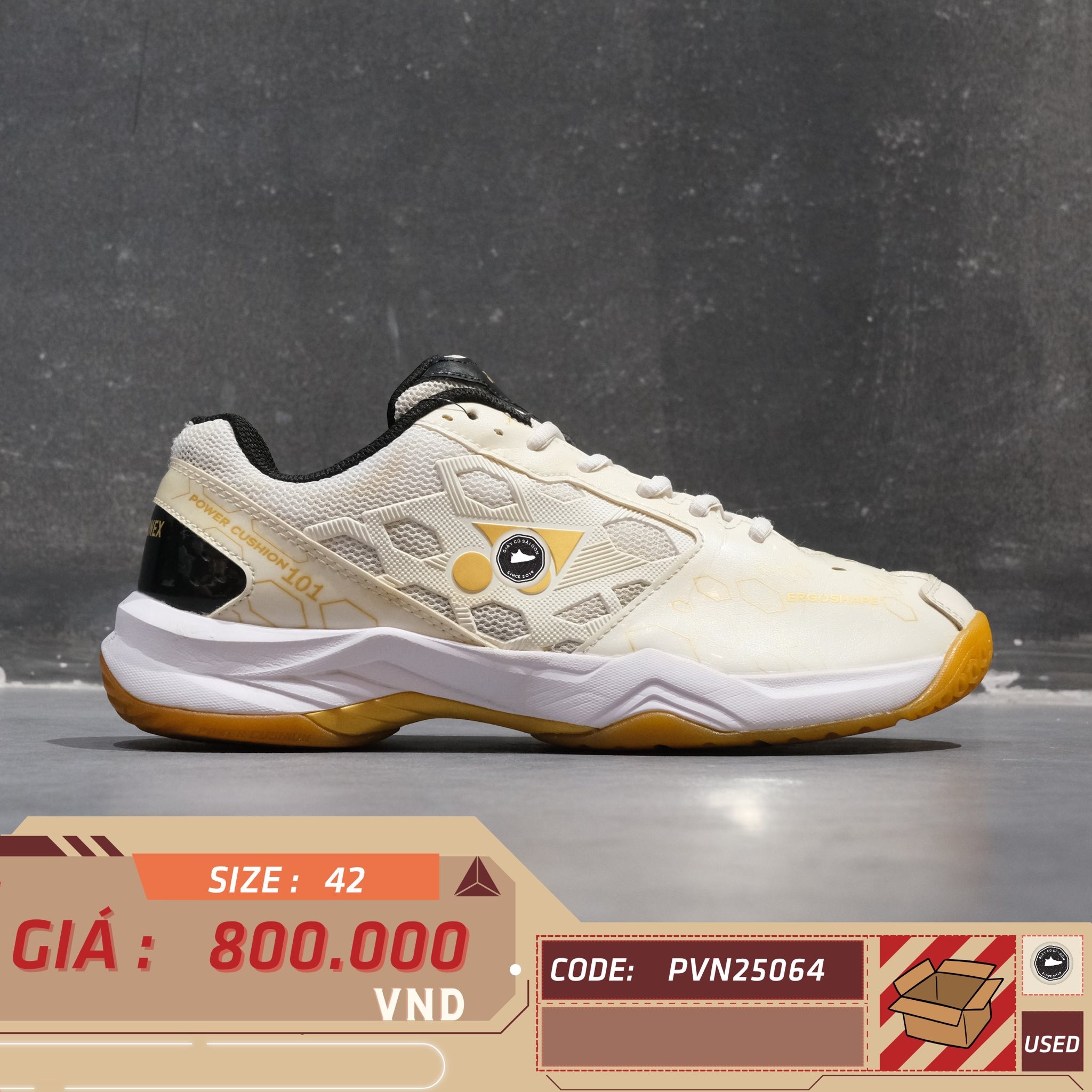 Yonex Power Cushion 101CR White Gold - SHB101CR TRẮNG VÀNG - Size 42 - GIÀY 2HAND CHÍNH HÃNG PVN25064