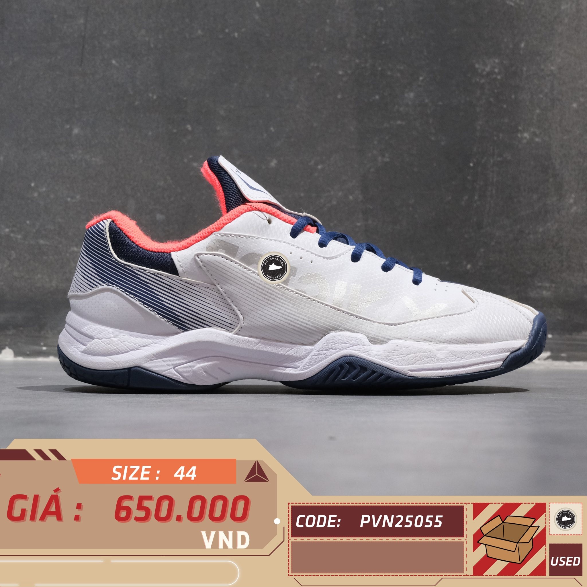 Victor SH-A170 White Blue - PVN25055 - Size 44 - GIÀY 2HAND CHÍNH HÃNG PVN