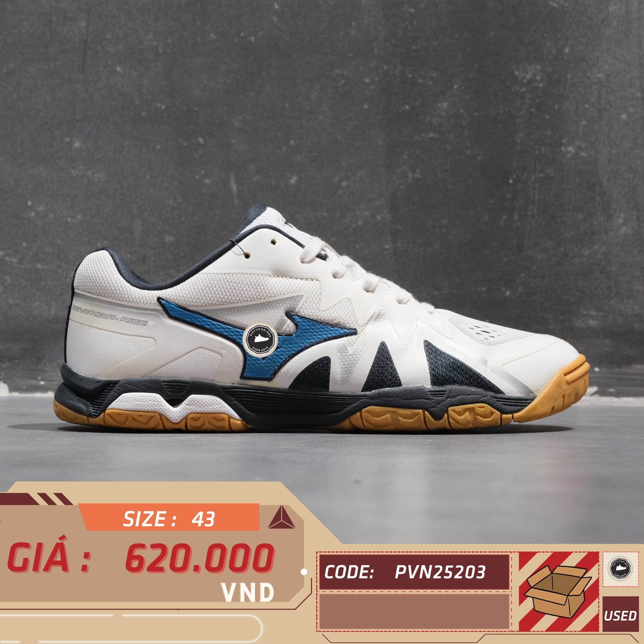 Mizuno Wave Medal Rise White Blue - PVN25203 - Size 43 - GIÀY 2HAND CHÍNH HÃNG PVN