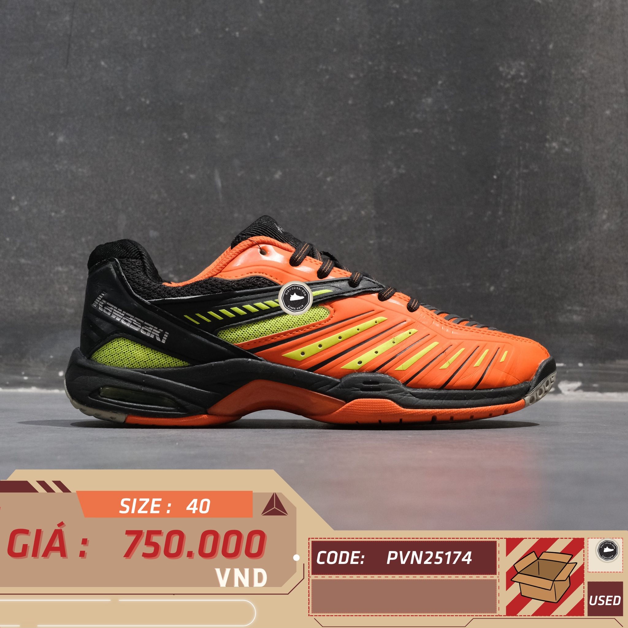 Kawasaki K-063 Orange Black - K-063 - Size 40 - GIÀY 2HAND CHÍNH HÃNG PVN25174
