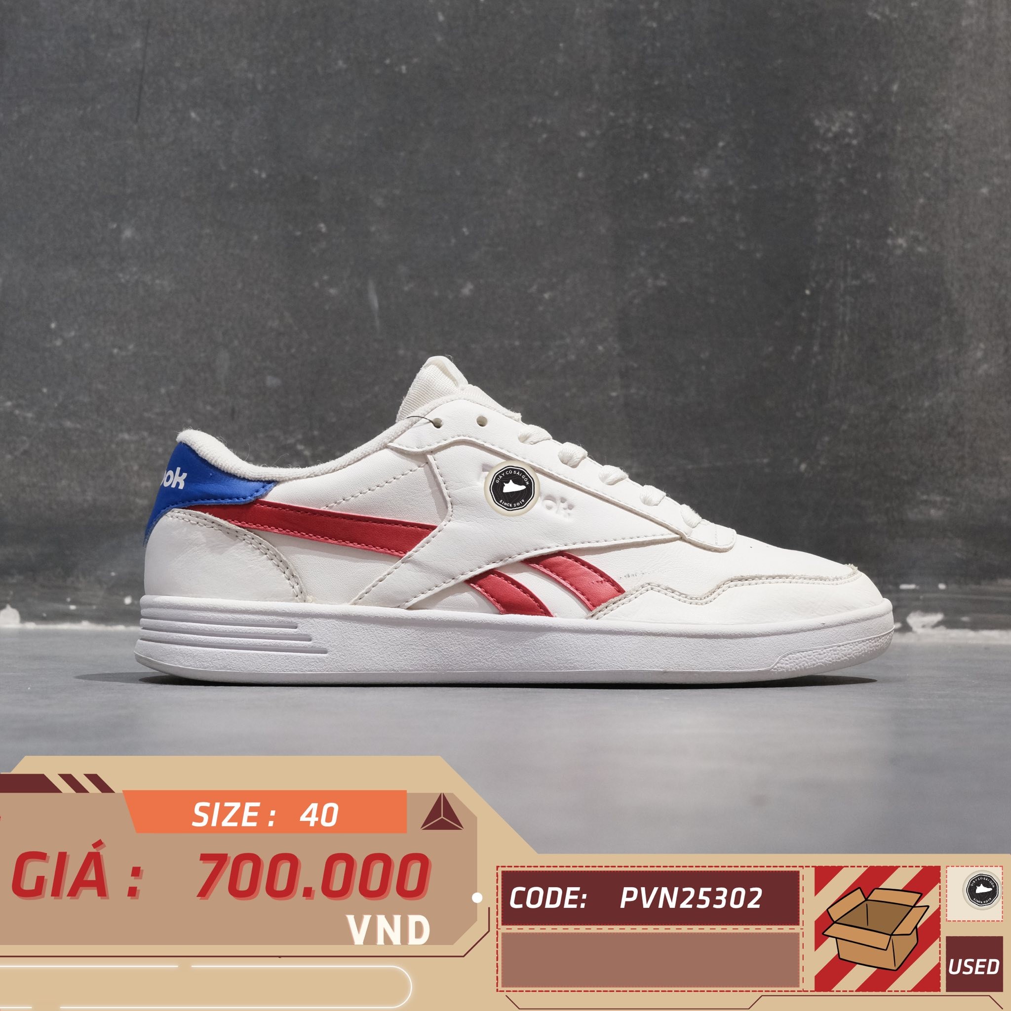Giày Pickleball Reebok Royal Techque T White Red Blue - DV6673 - Size 40 - GIÀY 2HAND CHÍNH HÃNG PVN25302