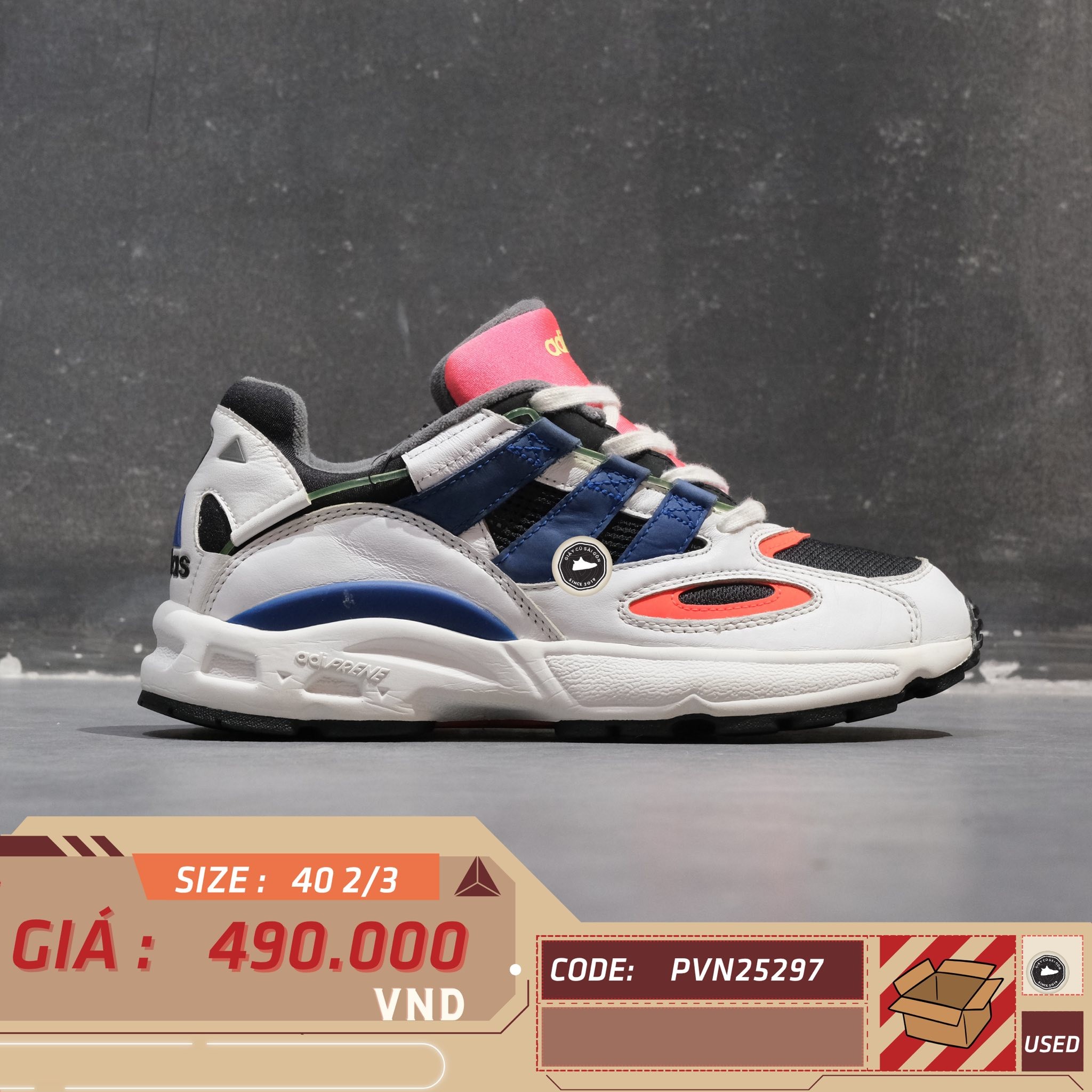 Giày Pickleball Adidas Ozweego 3 OG White Blue Orange - IE6998 - Size 40 2/3 - GIÀY 2HAND CHÍNH HÃNG PVN25297