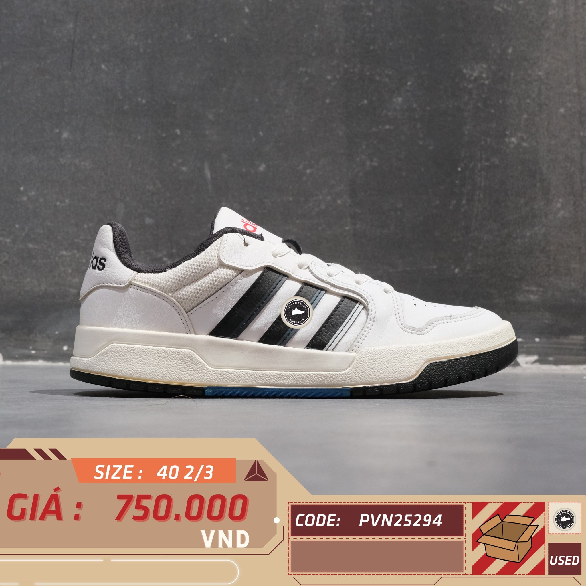 Adidas Entrap Low White Black Red - EG4307 - Size 40 2/3 - GIÀY 2HAND CHÍNH HÃNG PVN25294