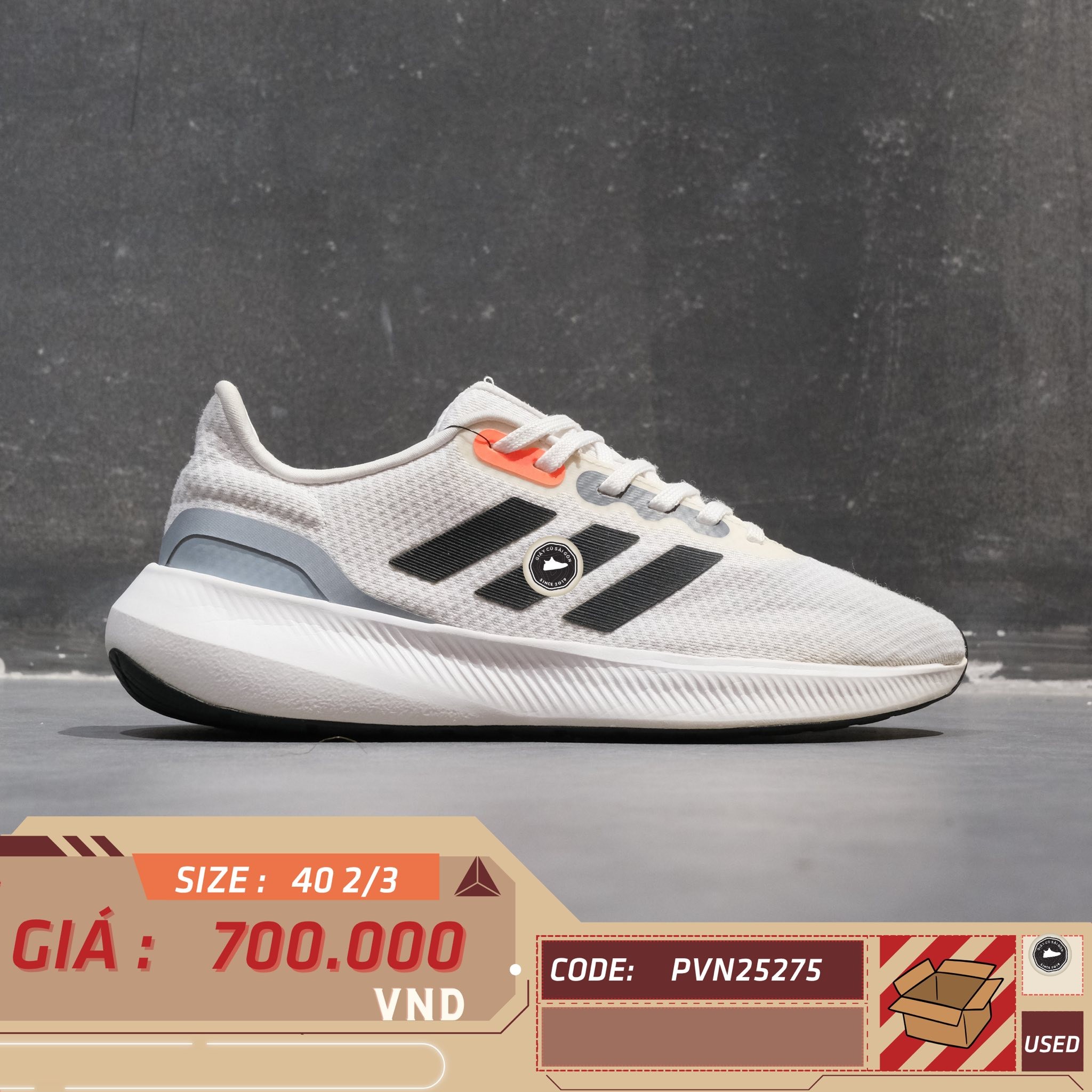 Giày Pickleball, Chạy Bộ Adidas Runfalcon 3.0 Cloud White Core Black - HP7547 - Size 40 2/3 - GIÀY 2HAND CHÍNH HÃNG PVN25275