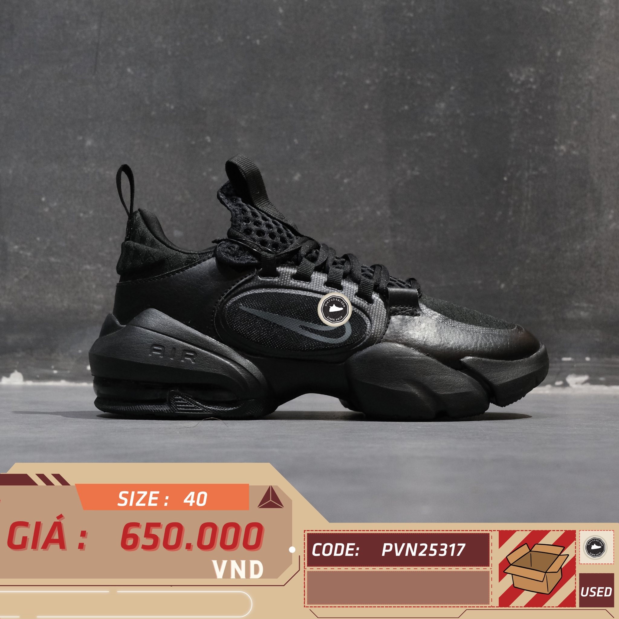 Nike Air Max Furyosa Triple Black - DH0531-002 - Size 40 - GIÀY 2HAND CHÍNH HÃNG PVN25317