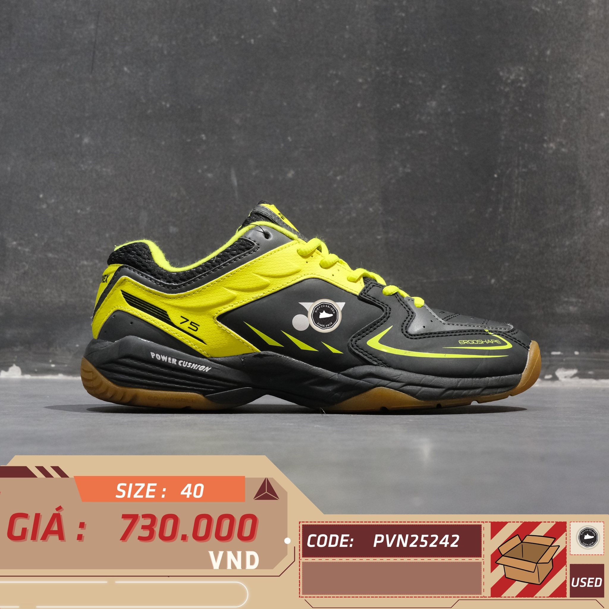 Yonex Power Cushion 75 Black Yellow - SHB75EX - Size 40 - GIÀY 2HAND CHÍNH HÃNG PVN25242