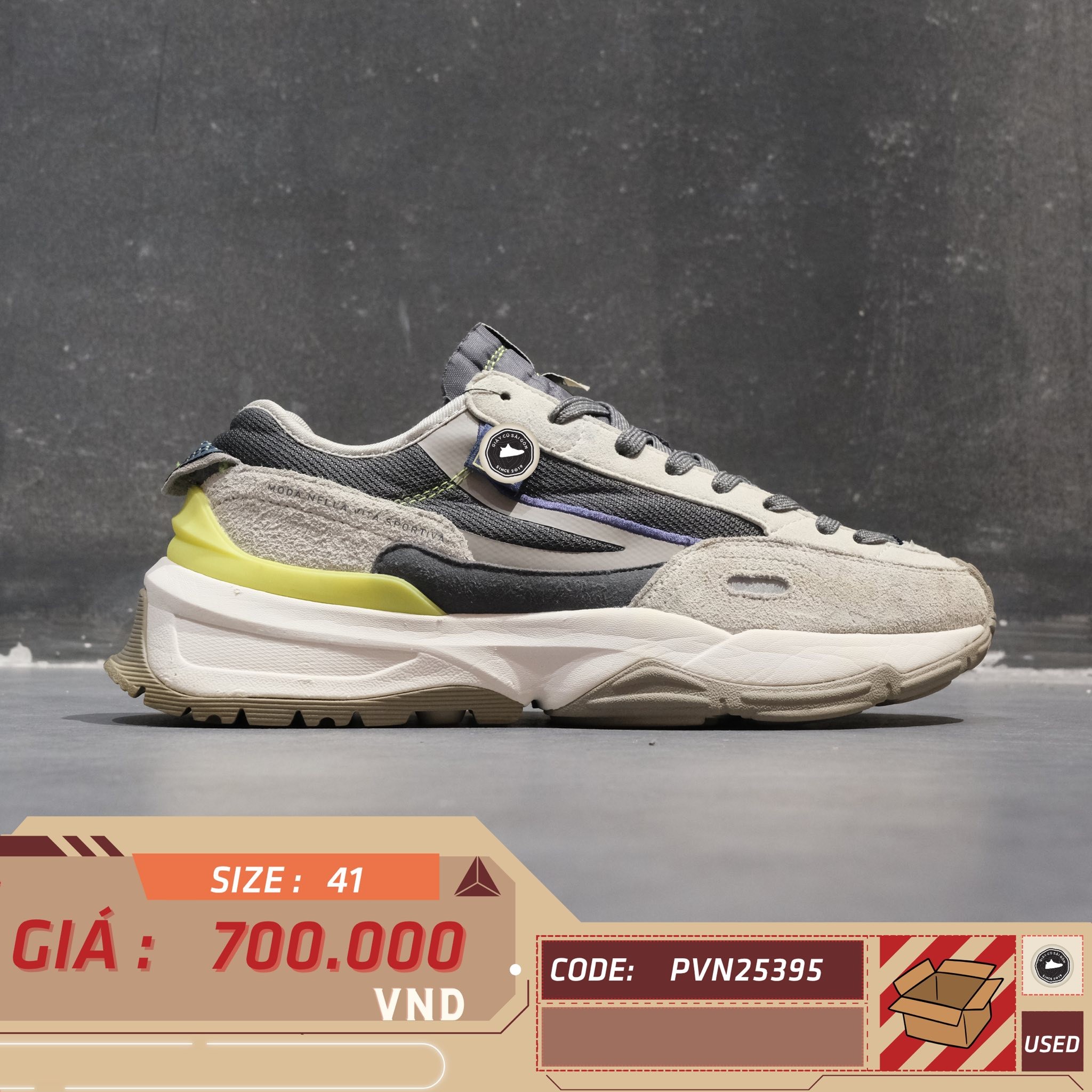 Fila Zagato Grey Beige Yellow - 1TM01571D-050 - Size 41 - GIÀY 2HAND CHÍNH HÃNG PVN25395