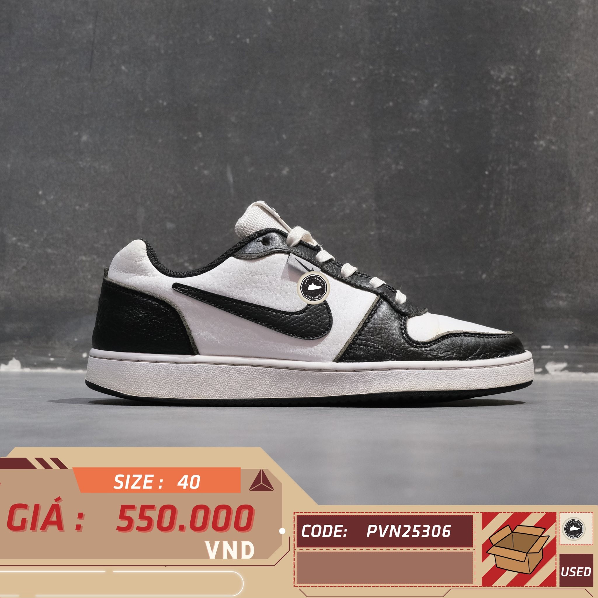 Giày Thời Trang Nike Court Borough Low 2 White Black - BQ5448-104 - Size 40 - GIÀY 2HAND CHÍNH HÃNG PVN25306