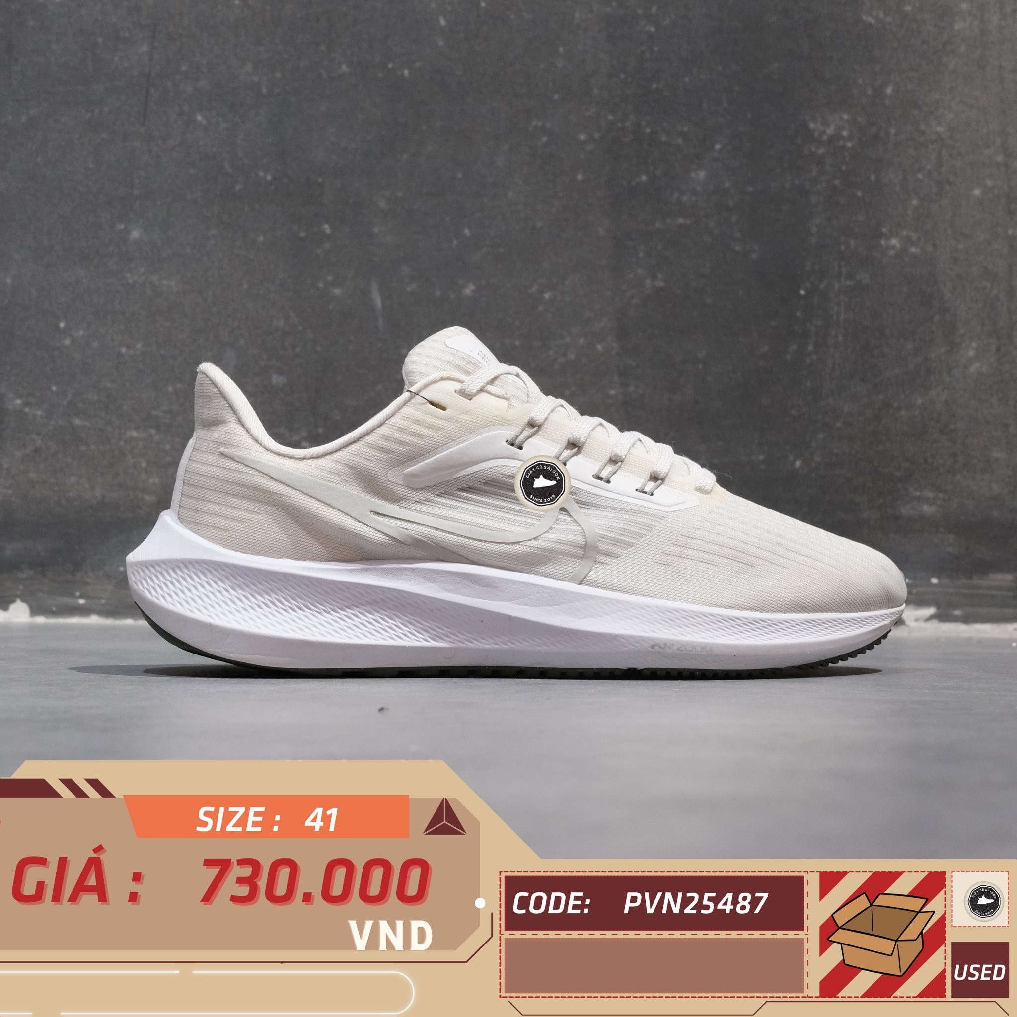 Nike Air Zoom Pegasus 39 'White Grey Fog' - DH4071-100 - Size 41 - GIÀY 2HAND CHÍNH HÃNG PVN25487