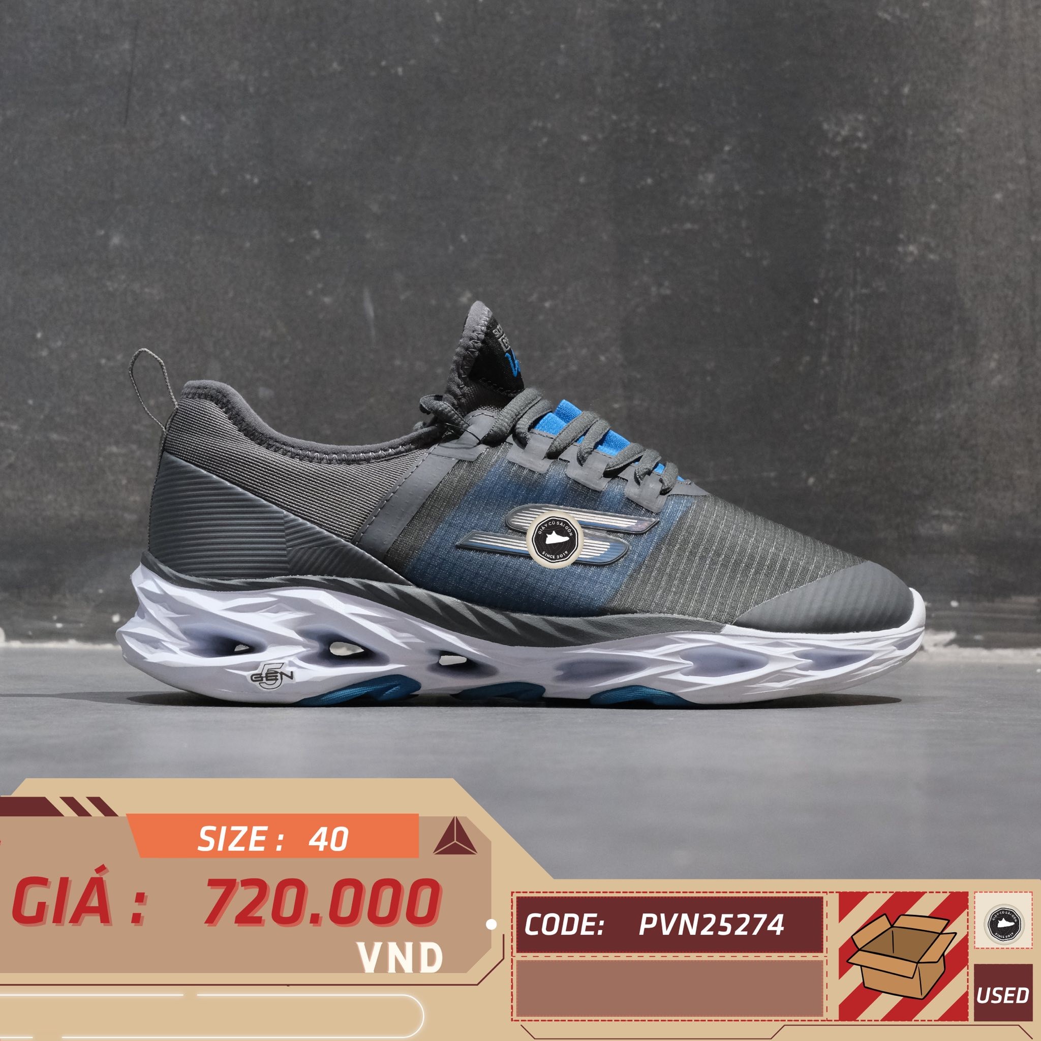 Giày Pickleball Skechers Glide-Step Sport Wave Heat - 232136-GYBL - Size 40 - GIÀY 2HAND CHÍNH HÃNG PVN25274
