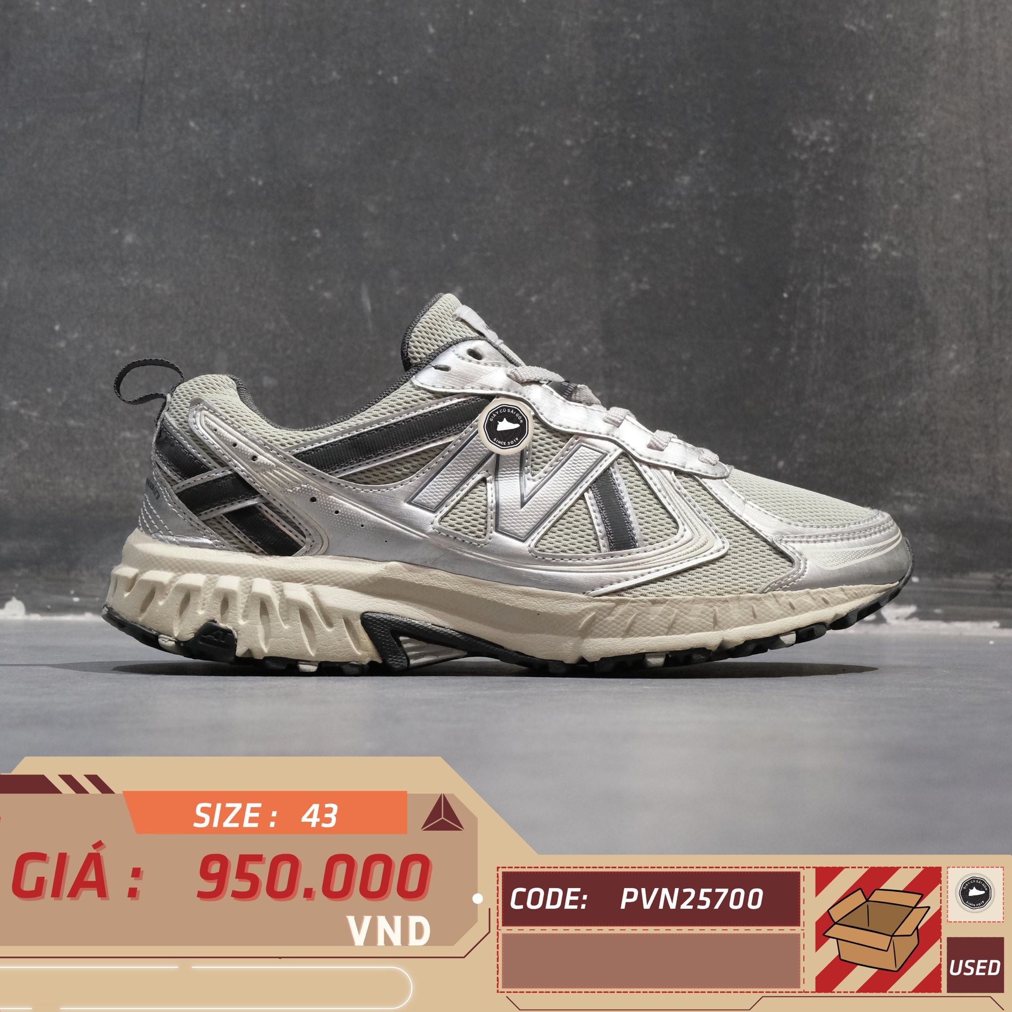 New Balance 410v5 Trail 'Silver Black' - MT410KR5 - Size 43 - GIÀY 2HAND CHÍNH HÃNG PVN25700