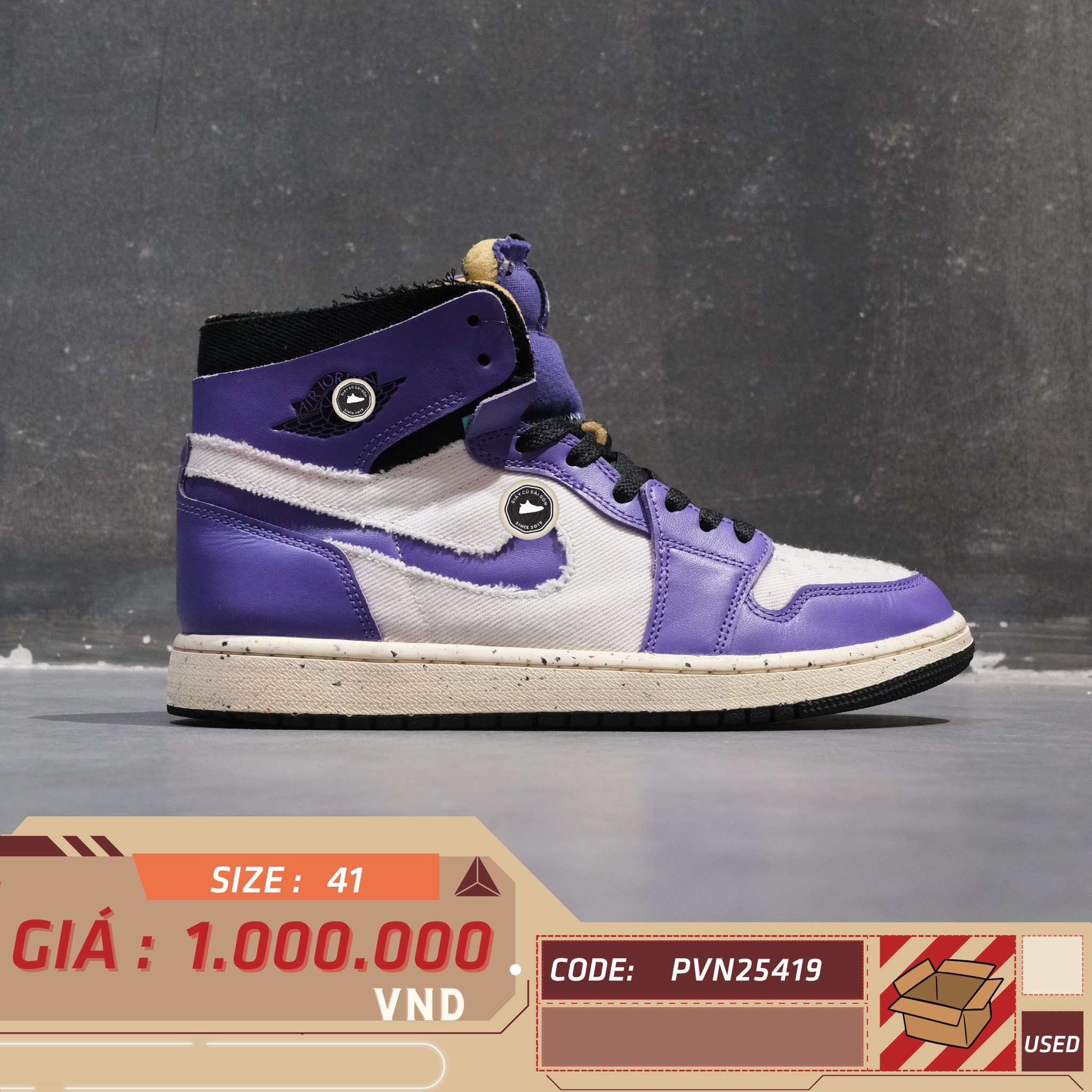 Air Jordan 1 Zoom CMFT Crater Purple - CT0978-501 - Size 41 - GIÀY 2HAND CHÍNH HÃNG PVN25419