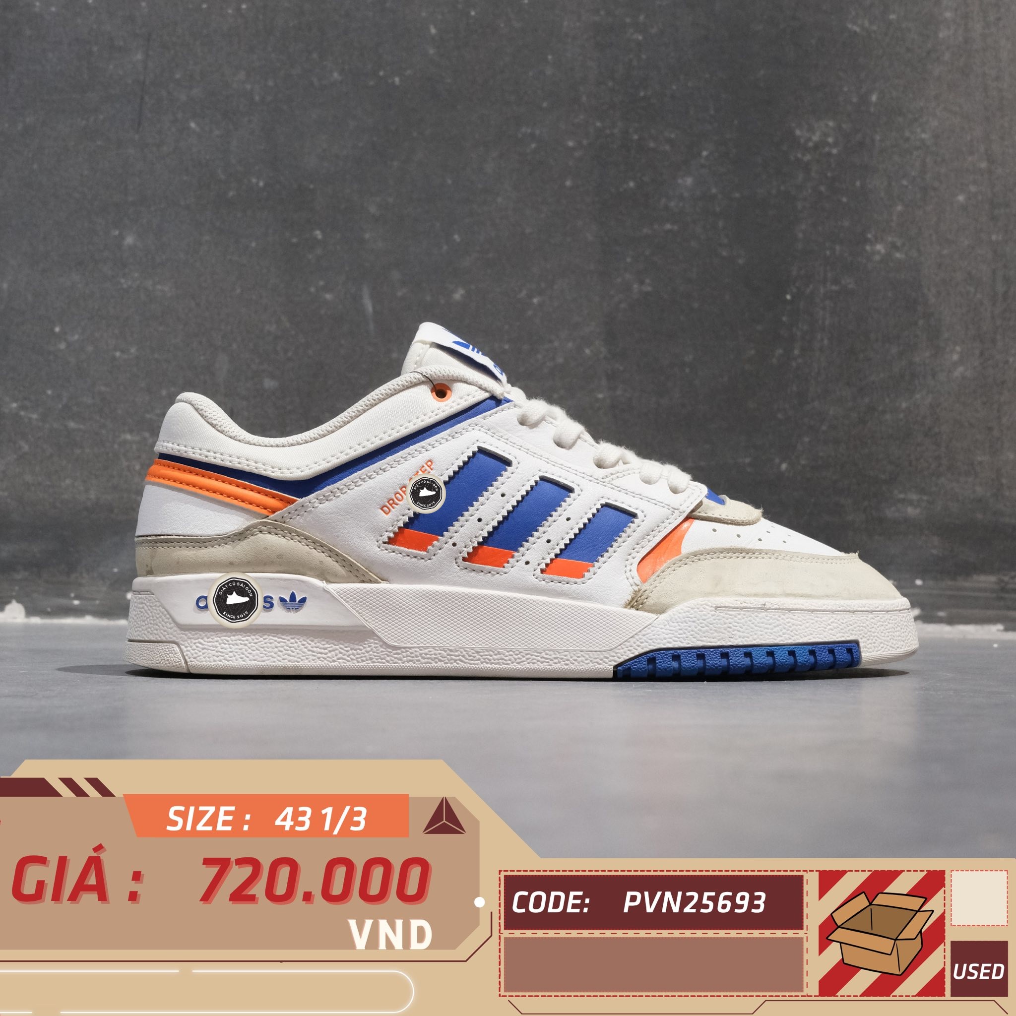 Adidas Drop Step Low 'White Blue Orange' - HP2230 - Size 43 1/3 - GIÀY 2HAND CHÍNH HÃNG PVN25693