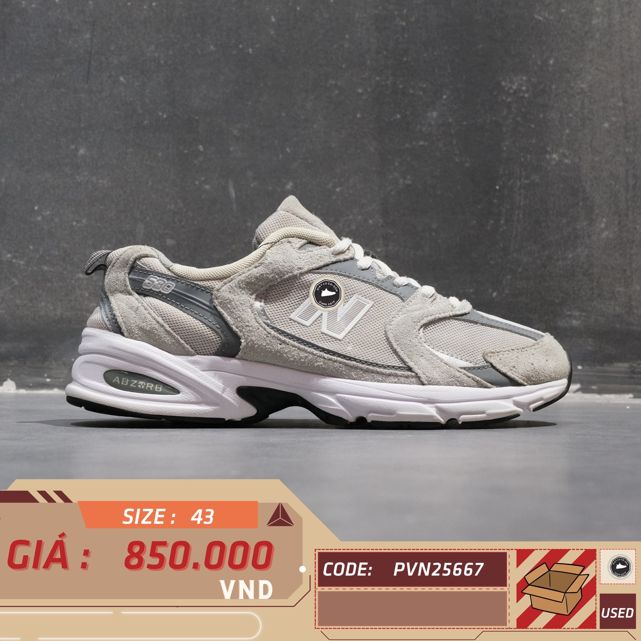 New Balance 530 Grey Matter - MR530CB - Size 43 - GIÀY 2HAND CHÍNH HÃNG PVN25667