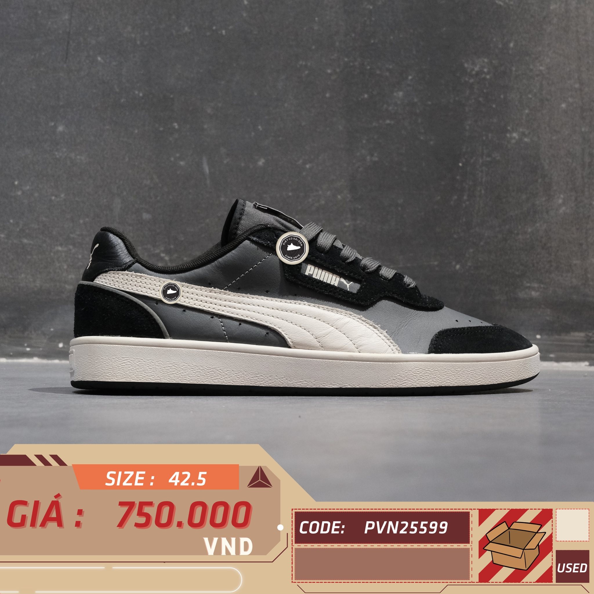 Puma Court Guard Mix Dark Shadow - 387335-04 - Size 42.5 - GIÀY 2HAND CHÍNH HÃNG PVN25599