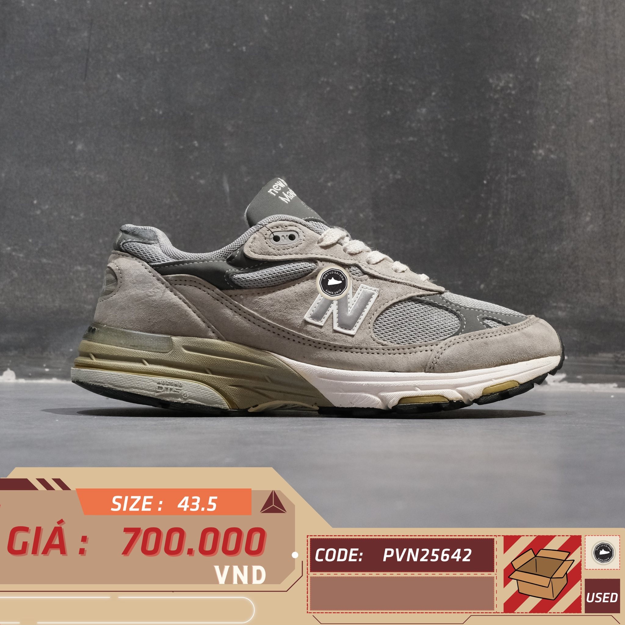 New Balance 993 Made in USA Grey - MR993GL - Size 43.5 - GIÀY 2HAND CHÍNH HÃNG PVN25642