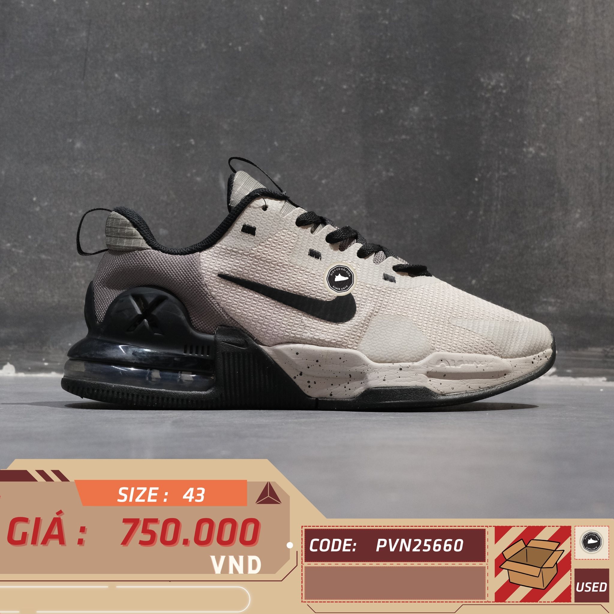 Nike Air Max Alpha Trainer 5 Light Iron Ore Black - DM0829-013 - Size 43 - GIÀY 2HAND CHÍNH HÃNG PVN25660