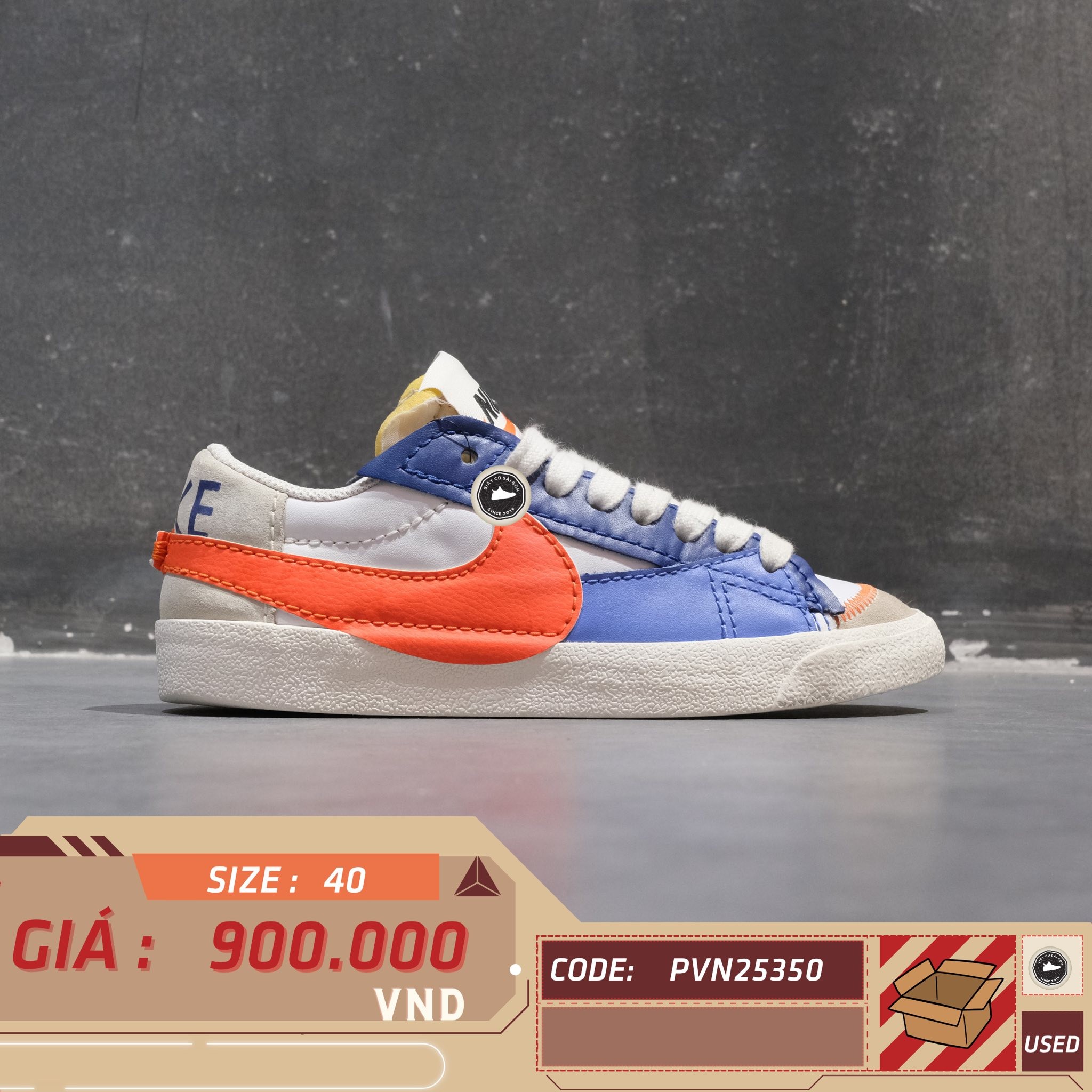 Nike Blazer Low '77 Jumbo 'White Dark Royal Blue' - DV9122-181 - Size 40 - GIÀY 2HAND CHÍNH HÃNG PVN25350