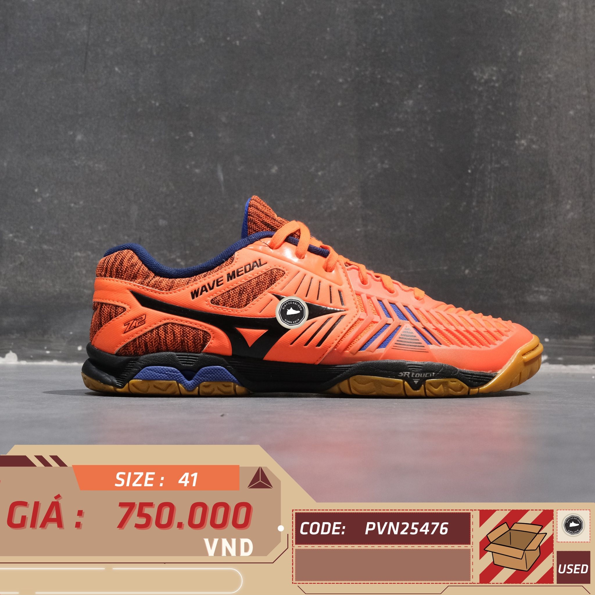 Mizuno Wave Medal Z2 Orange Black Blue - 81GA191054 - Size 40 - GIÀY 2HAND CHÍNH HÃNG PVN25476