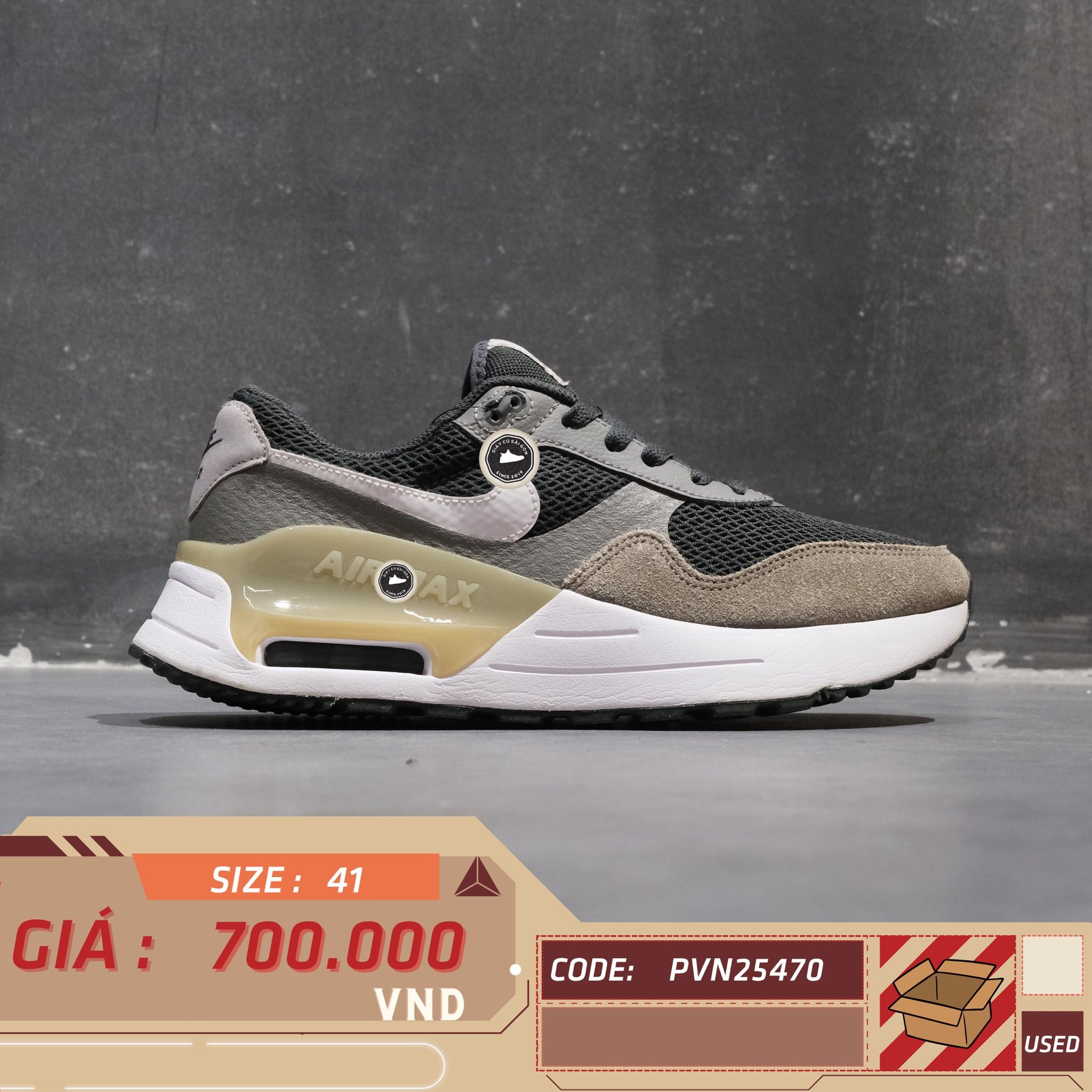 Nike Air Max SYSTM Dark Smoke Grey - DM9537-002 - Size 41 - GIÀY 2HAND CHÍNH HÃNG PVN25470