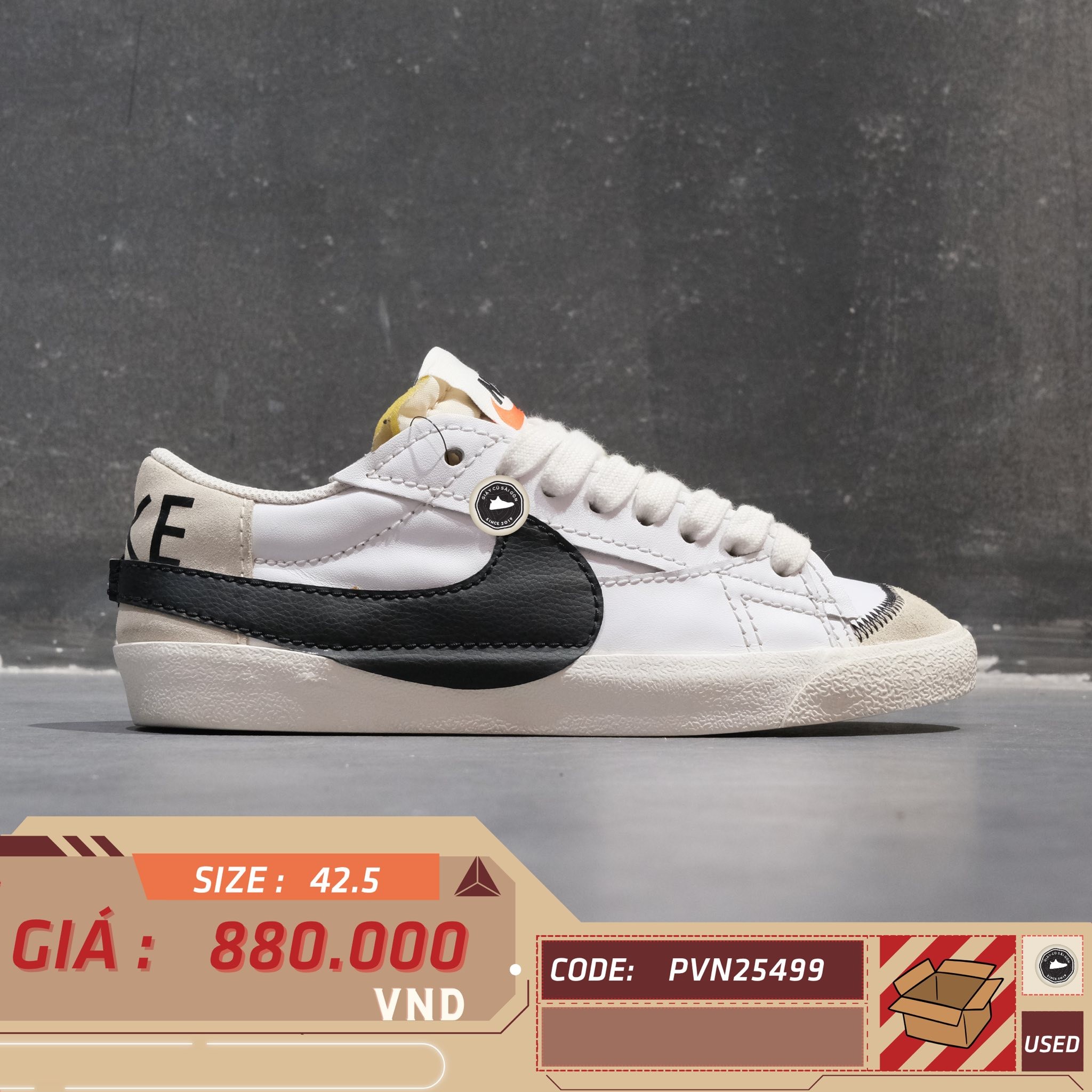 Nike Blazer Low '77 Jumbo 'White Black' - DN2158-101 - Size 42.5 - GIÀY 2HAND CHÍNH HÃNG PVN25499
