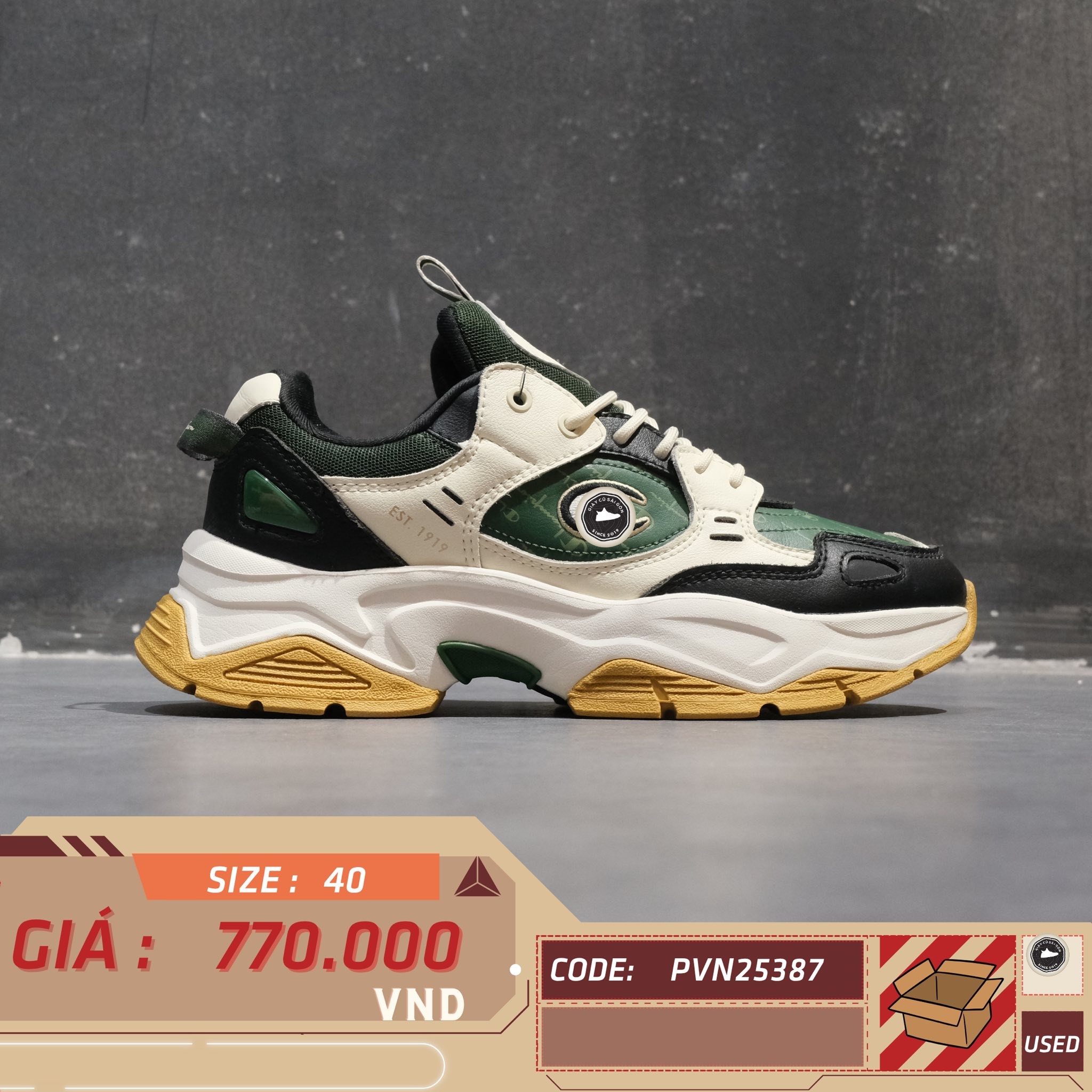 Champion Rebound Low Green Cream Black - U2AFCCM04N1 - Size 40 - GIÀY 2HAND CHÍNH HÃNG PVN25387