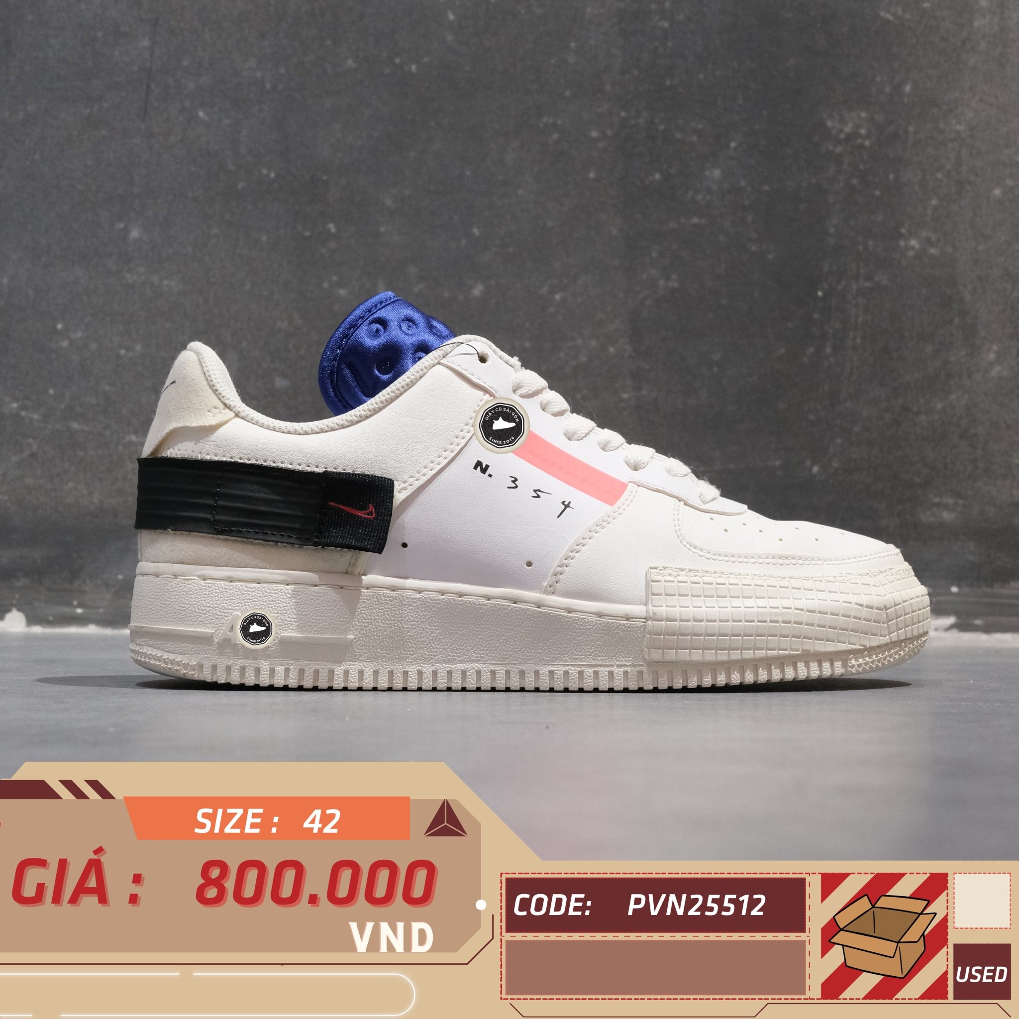 Nike Air Force 1 Type Summit White - CI0054-100 - Size 42 - GIÀY 2HAND CHÍNH HÃNG PVN25512