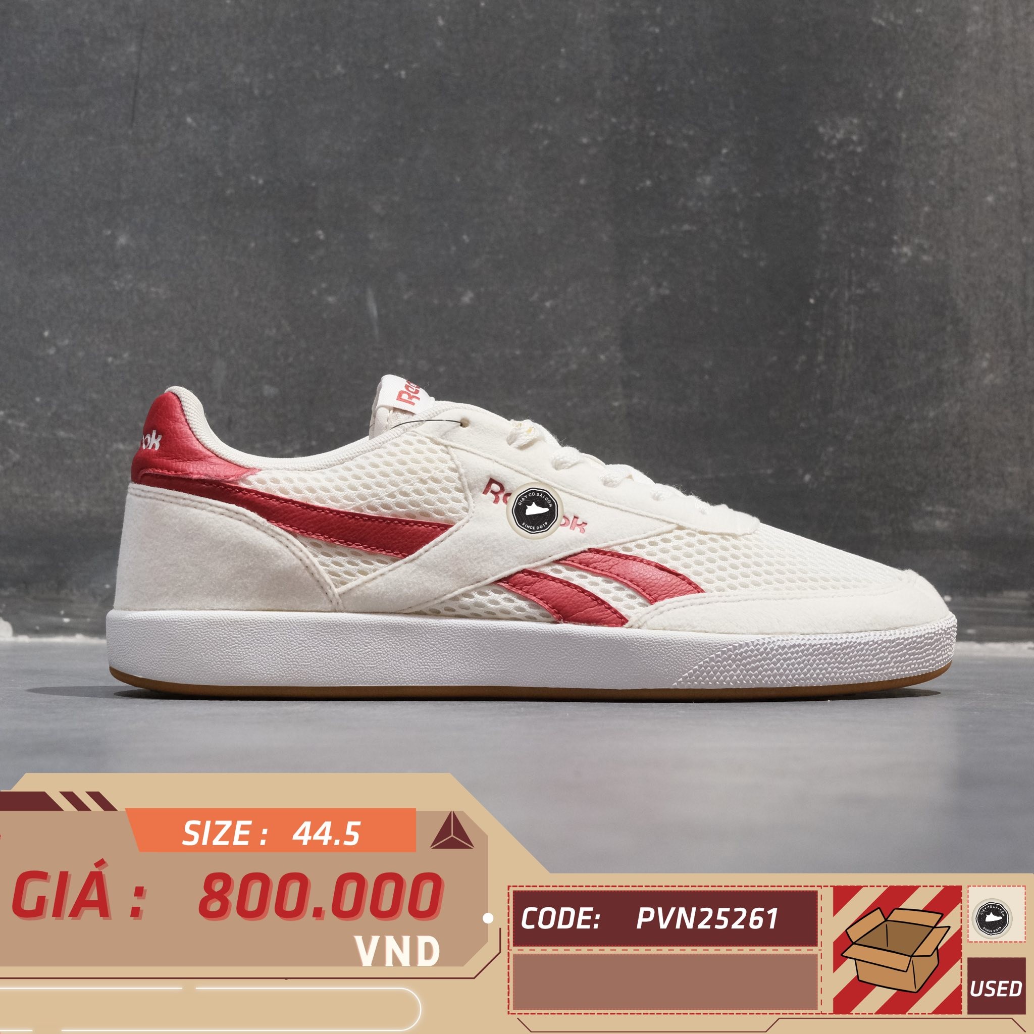 Reebok Club C 85 Mesh Chalk Primal Red - CM9845 - Size 44.5 - GIÀY 2HAND CHÍNH HÃNG PVN25261