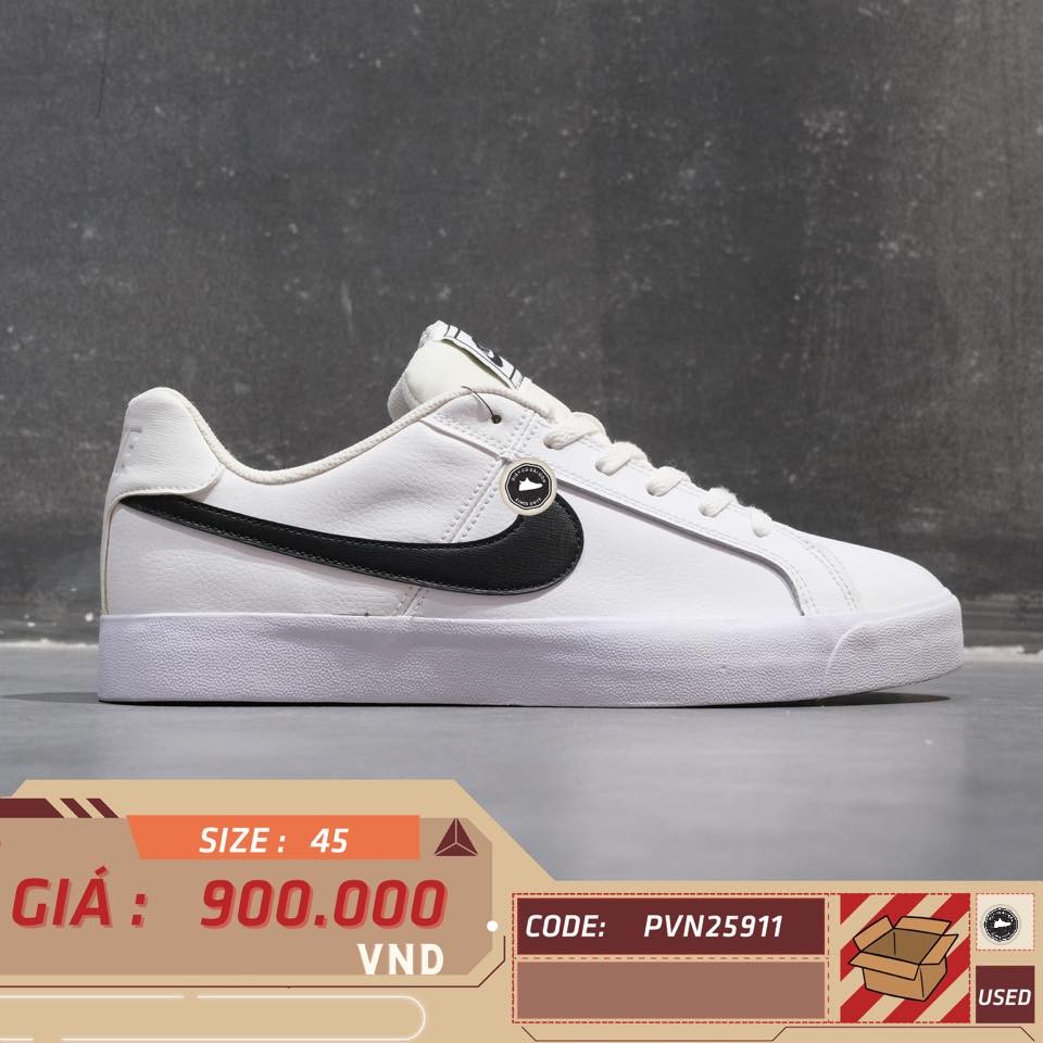 Nike Court Royale AC White Black - BQ4222-103 - Size 45 - GIÀY 2HAND CHÍNH HÃNG PVN25911