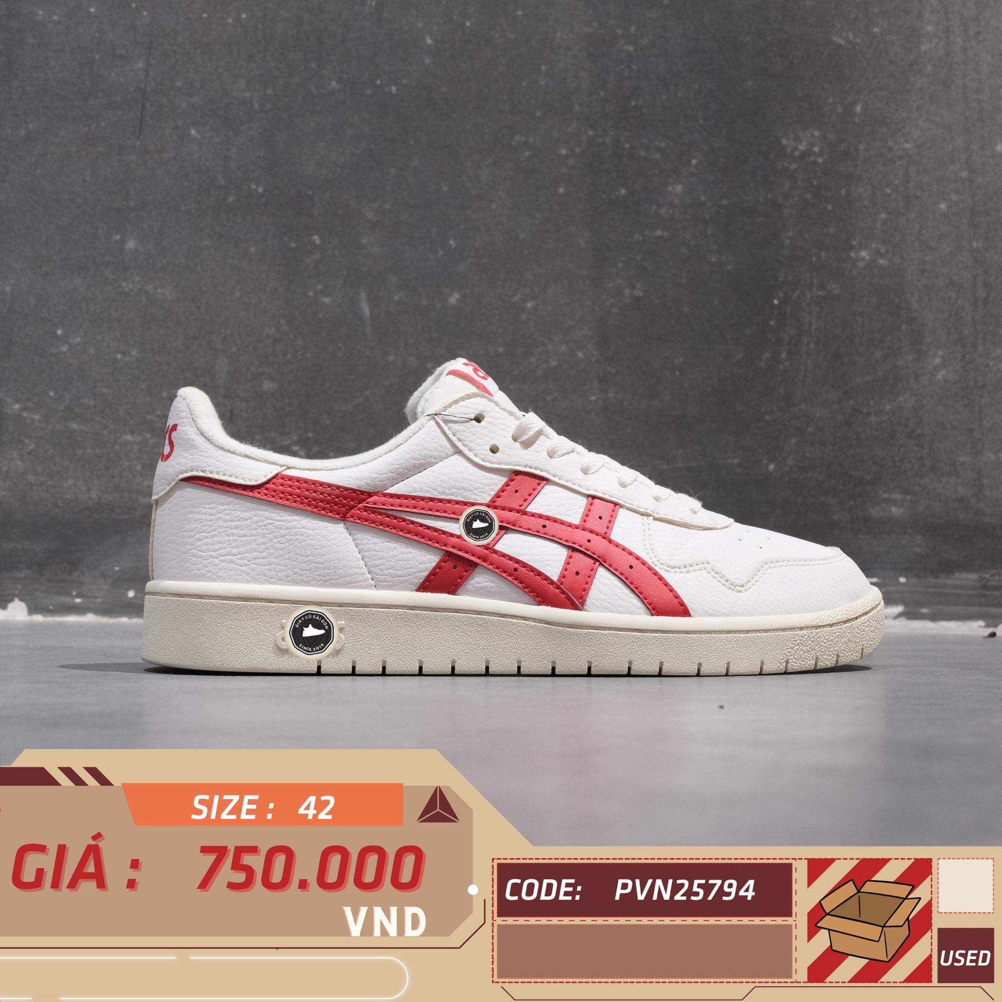 Asics Japan S White Classic Red - 1191A212 - Size 42 - GIÀY 2HAND CHÍNH HÃNG PVN25794