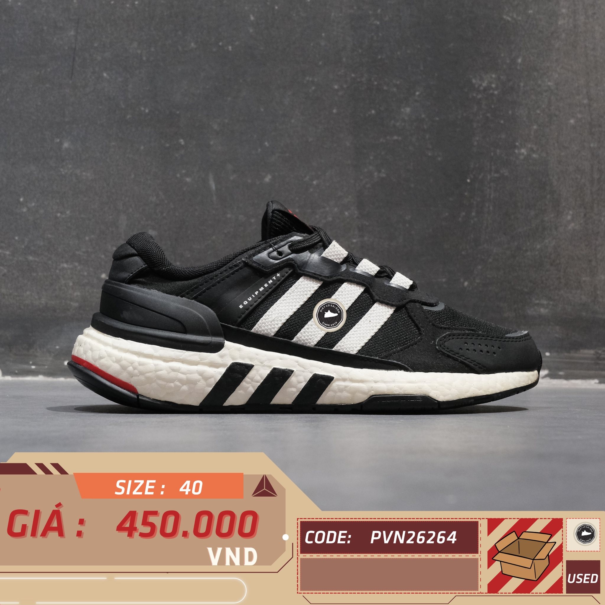 Adidas EQT+ Core Black Cloud White Solar Red - GX6630 - Size 40 - GIÀY 2HAND CHÍNH HÃNG PVN26264