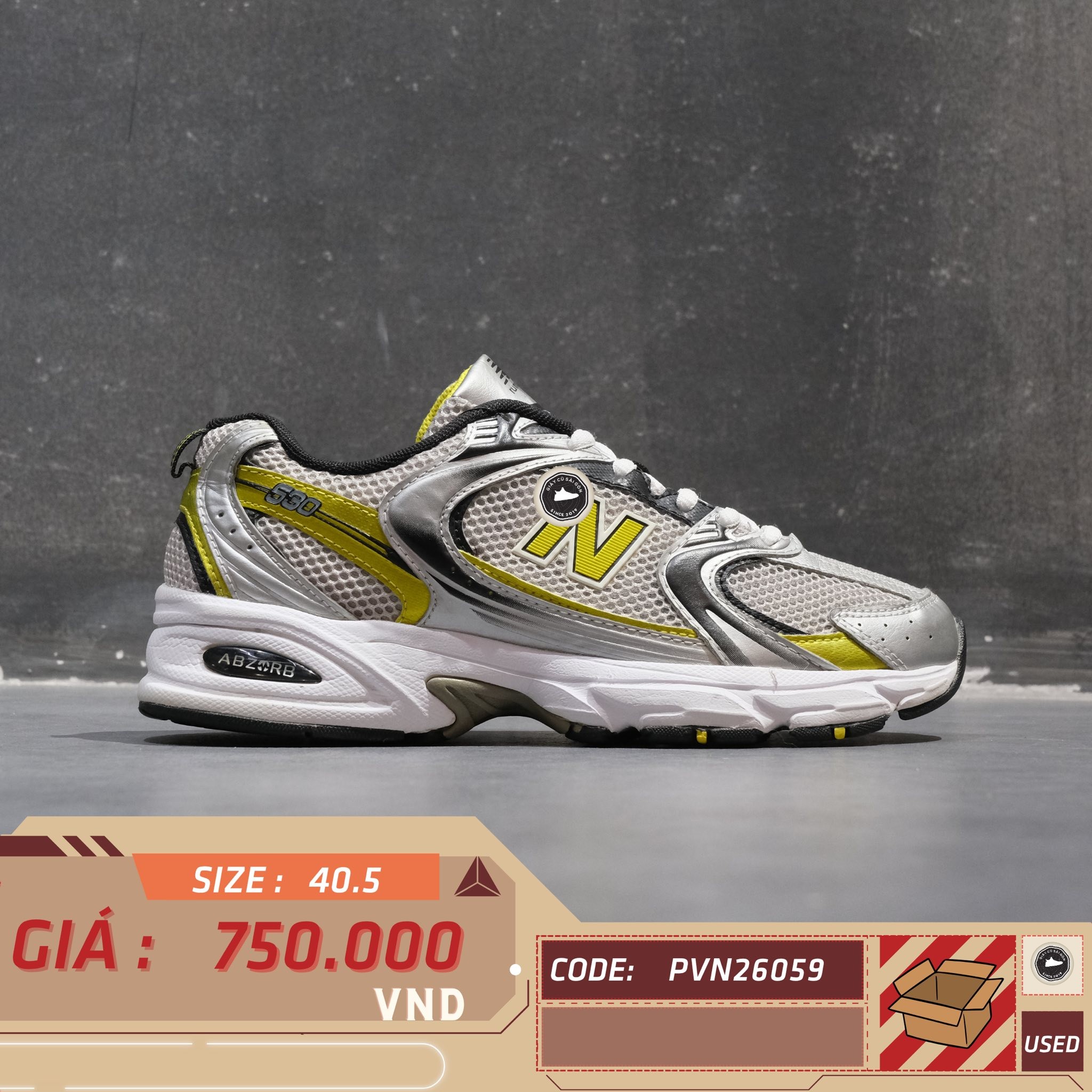 New Balance 530 Silver Yellow - MR530SC - Size 40.5 - GIÀY 2HAND CHÍNH HÃNG PVN26059