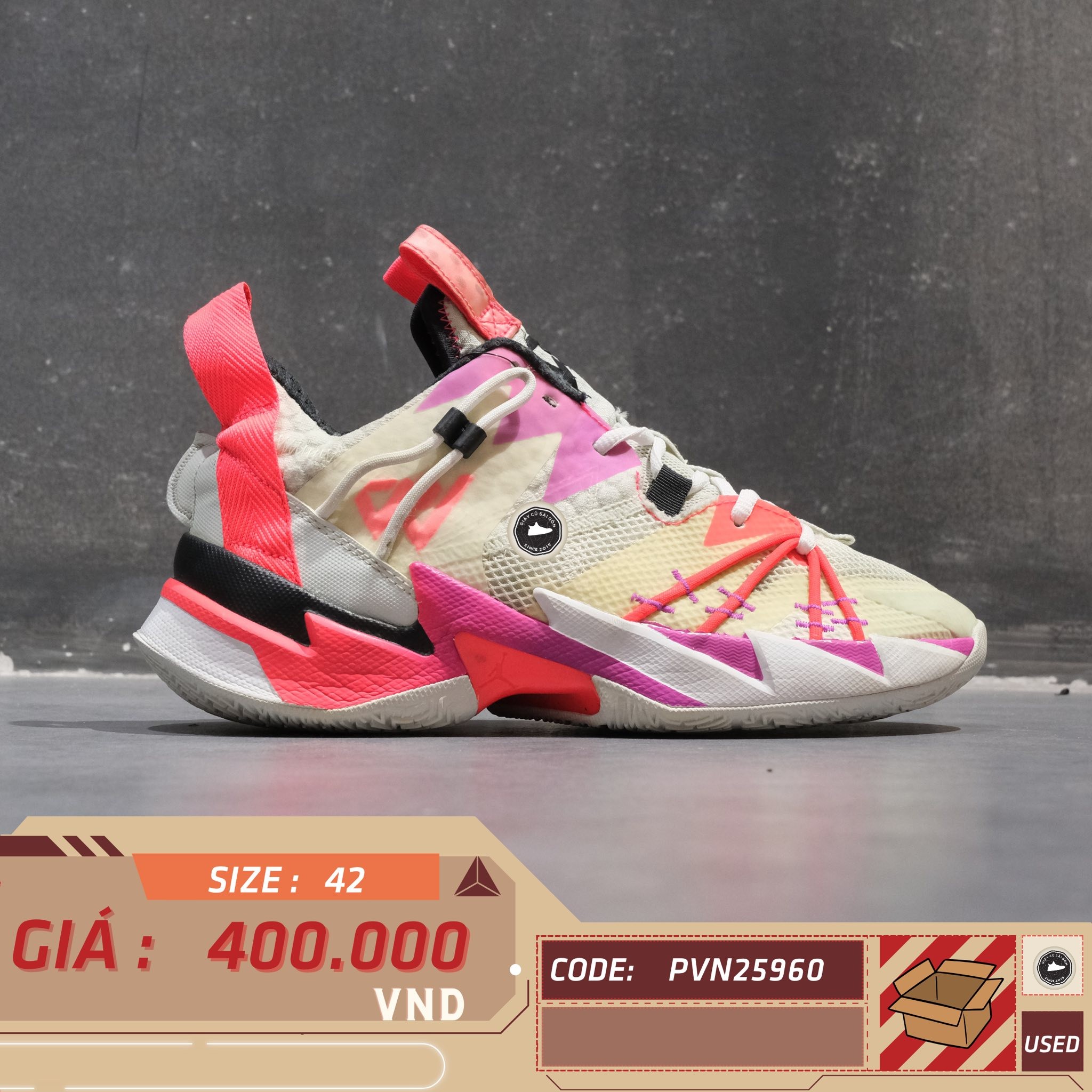 Jordan Why Not Zer0.3 SE Flash Crimson - CK6612-101 - Size 42 - GIÀY 2HAND CHÍNH HÃNG PVN25960