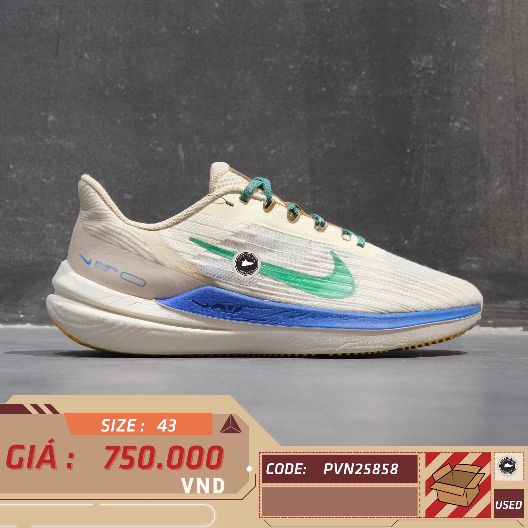 Nike Air Zoom Winflo 9 Premium Nike Moving Company - DV8997-100 - Size 43 - GIÀY 2HAND CHÍNH HÃNG PVN25858