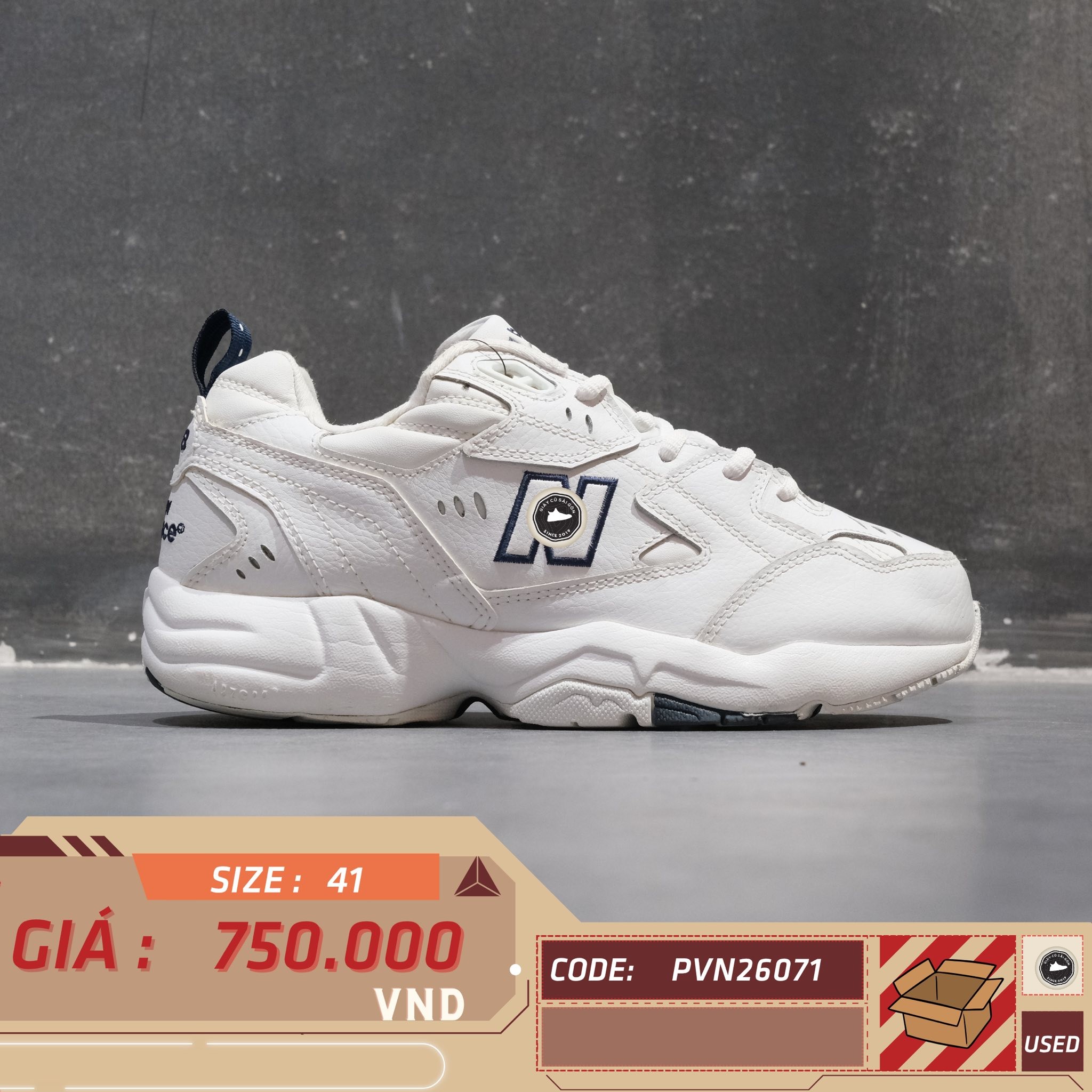 New Balance 608 White Navy - WX608WT - Size 41.5 - GIÀY 2HAND CHÍNH HÃNG PVN26071