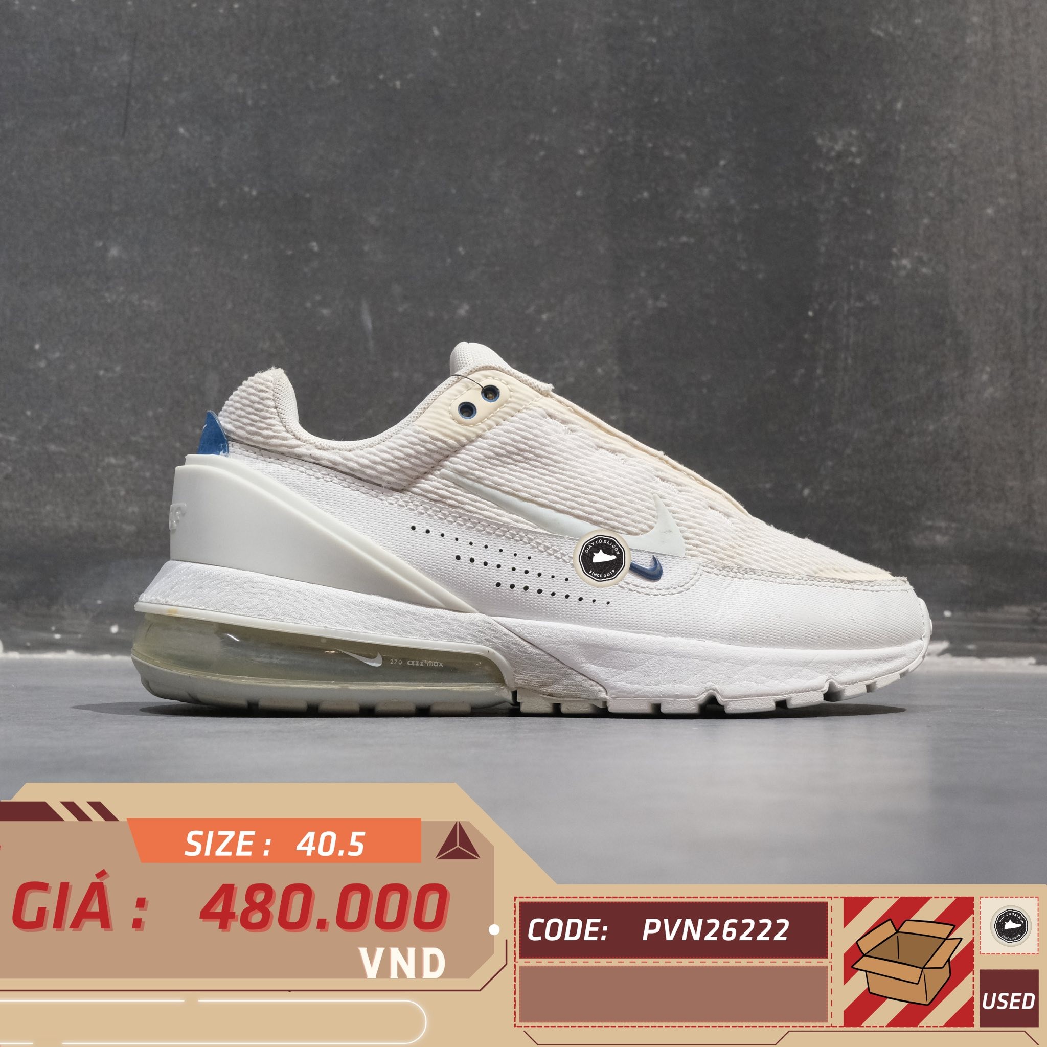 Nike Air Max Pulse White Court Blue - FQ4156-100 - Size 40.5 - GIÀY 2HAND CHÍNH HÃNG PVN26222