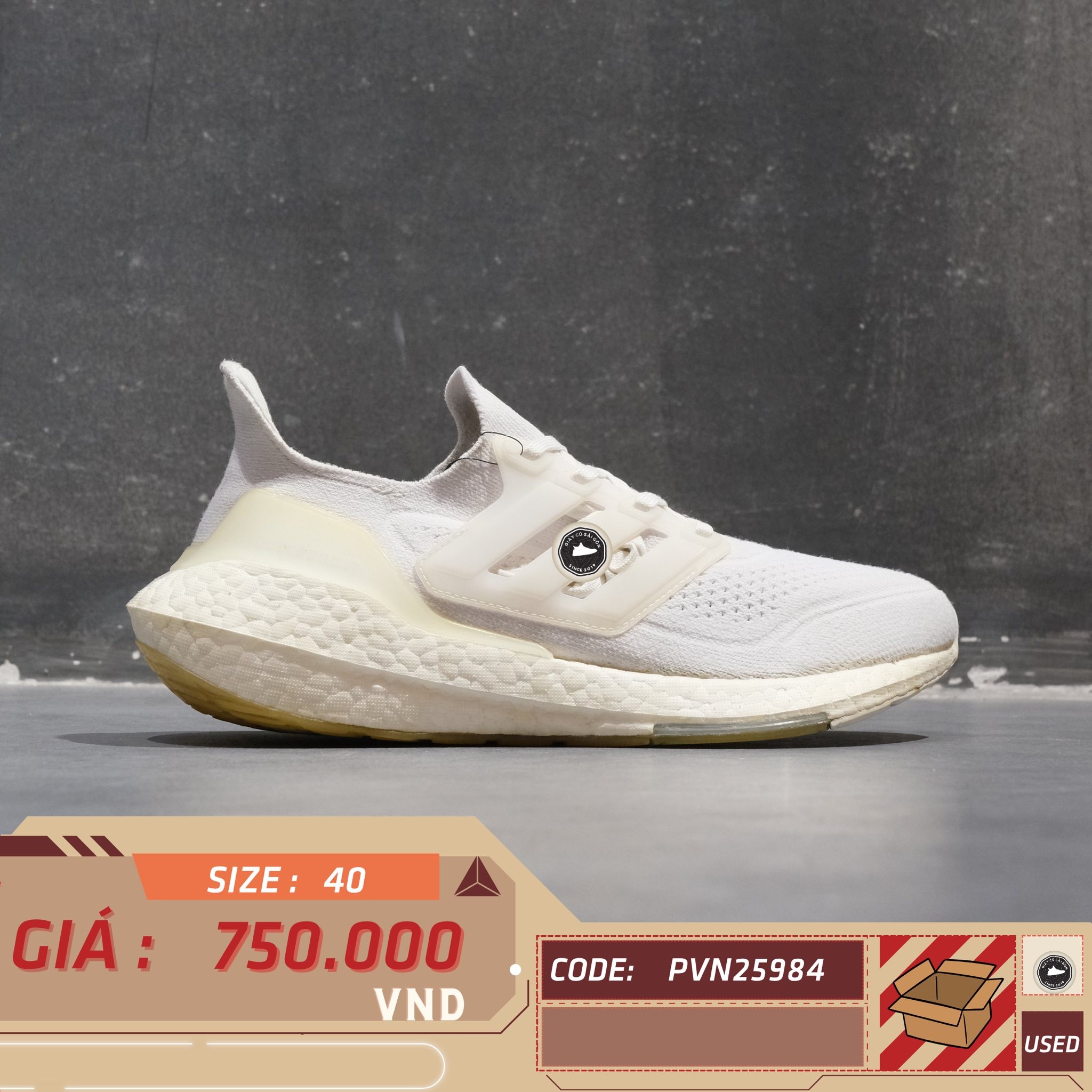 Adidas Ultraboost 21 Cloud White - FY0403 - Size 40 - GIÀY 2HAND CHÍNH HÃNG PVN25984
