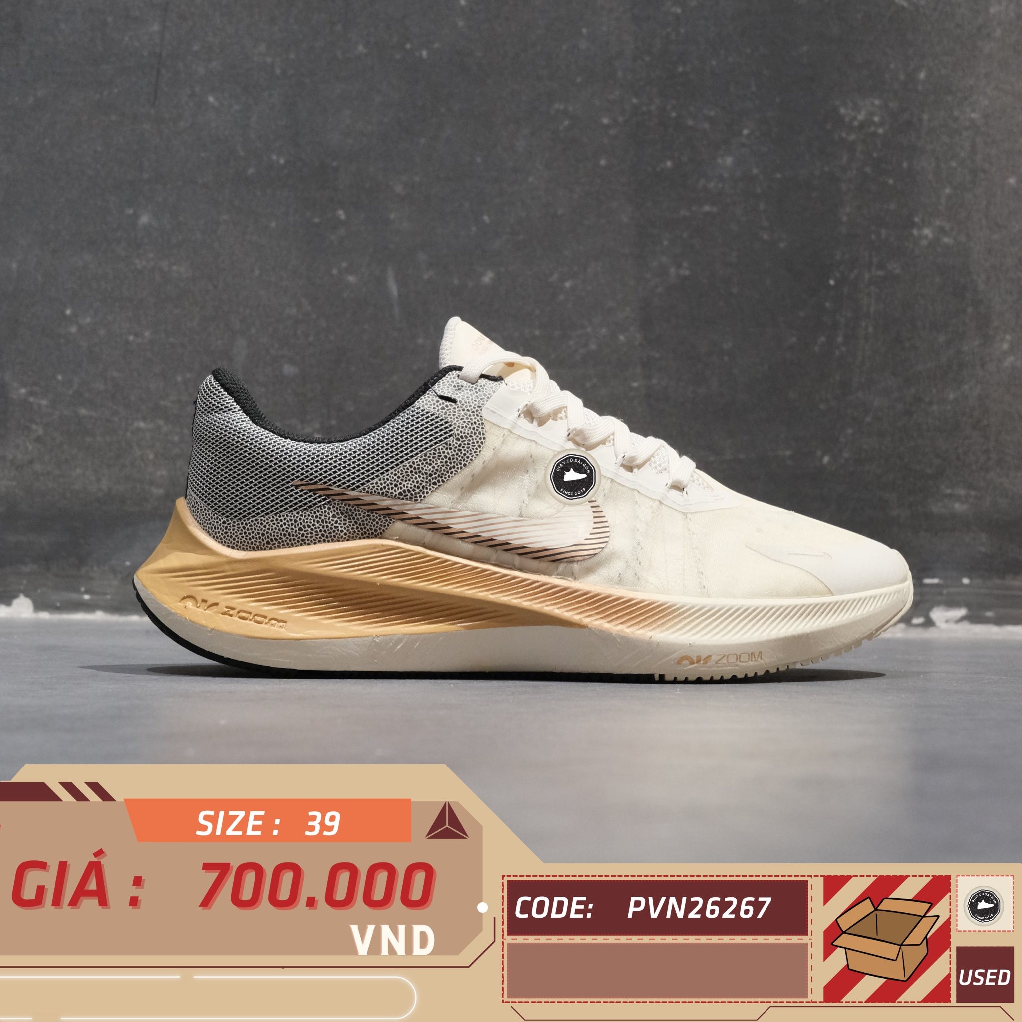 Nike Air Zoom Winflo 8 'Sail Cashmere' - DA3056-101 - Size 39 - GIÀY 2HAND CHÍNH HÃNG PVN26267