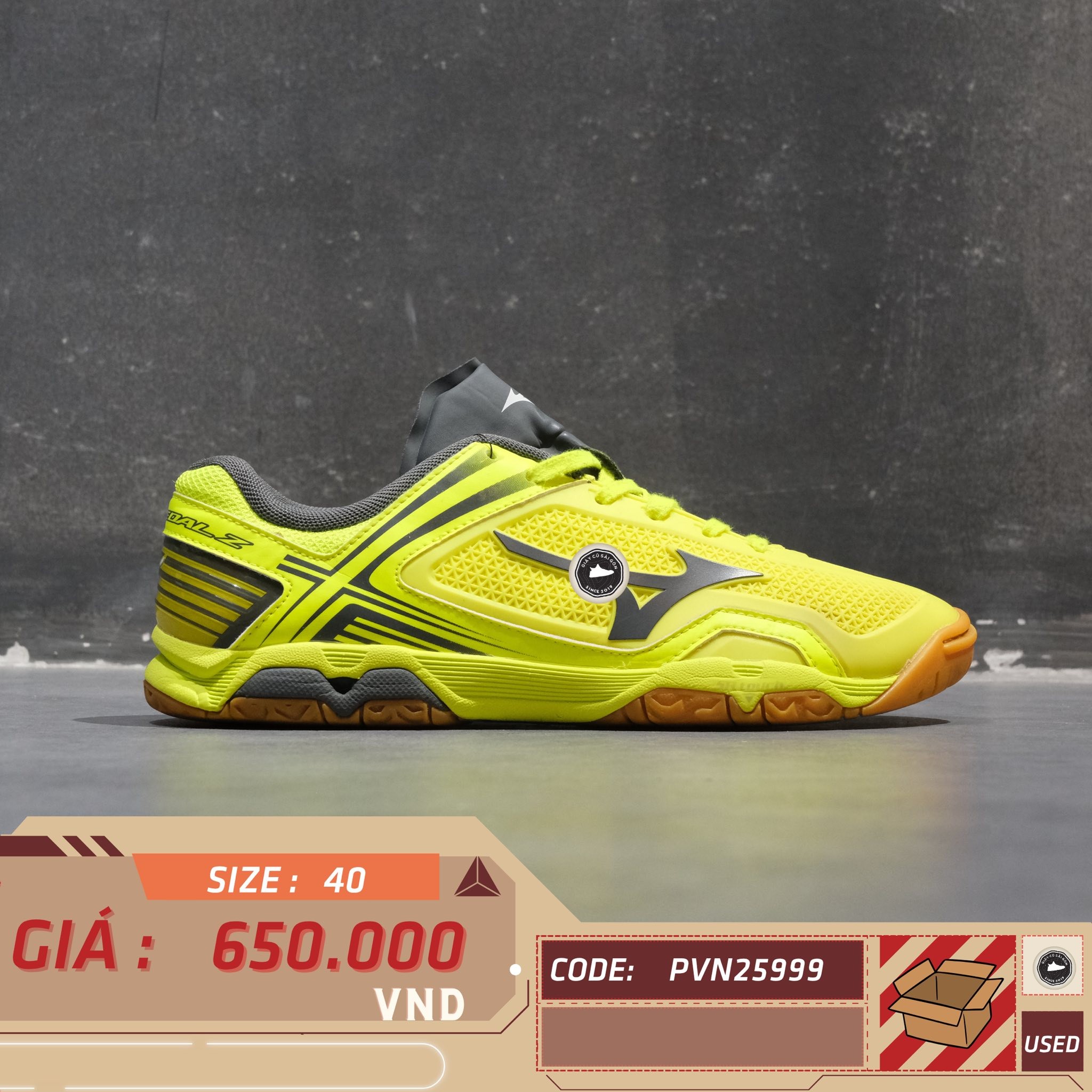 Mizuno Wave Medal Z Neon Yellow - 81GA171045 - Size 40 - GIÀY 2HAND CHÍNH HÃNG PVN25999