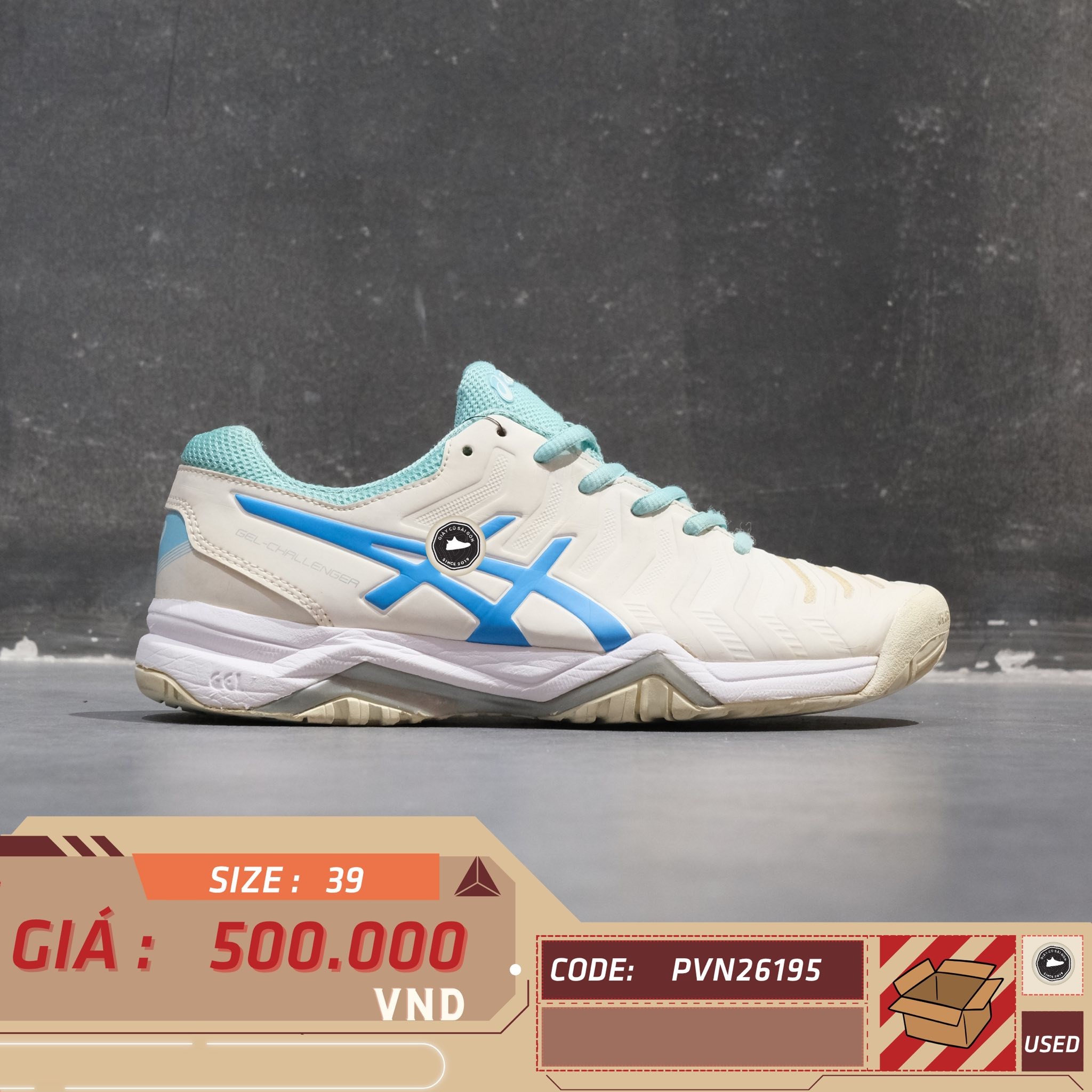 Asics Gel-Challenger 11 White Blue Mint - E753Y - Size 39 - GIÀY 2HAND CHÍNH HÃNG PVN26195