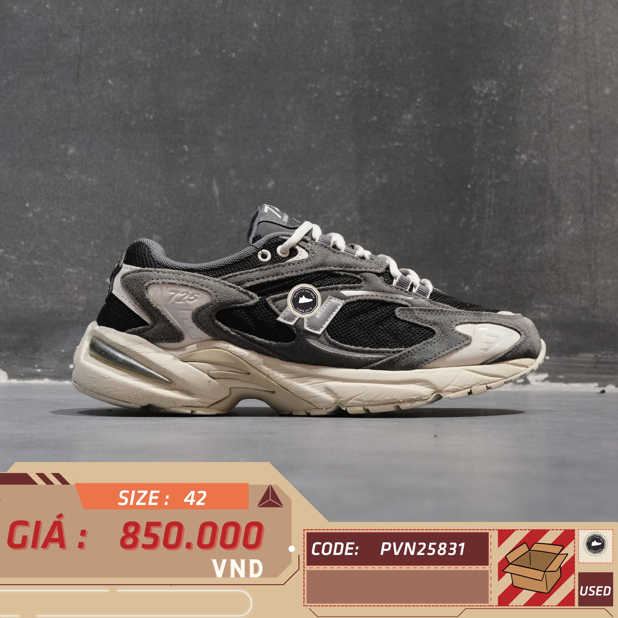 New Balance 725 'Magnet Black' - ML725AC - Size 42 - GIÀY 2HAND CHÍNH HÃNG PVN25831