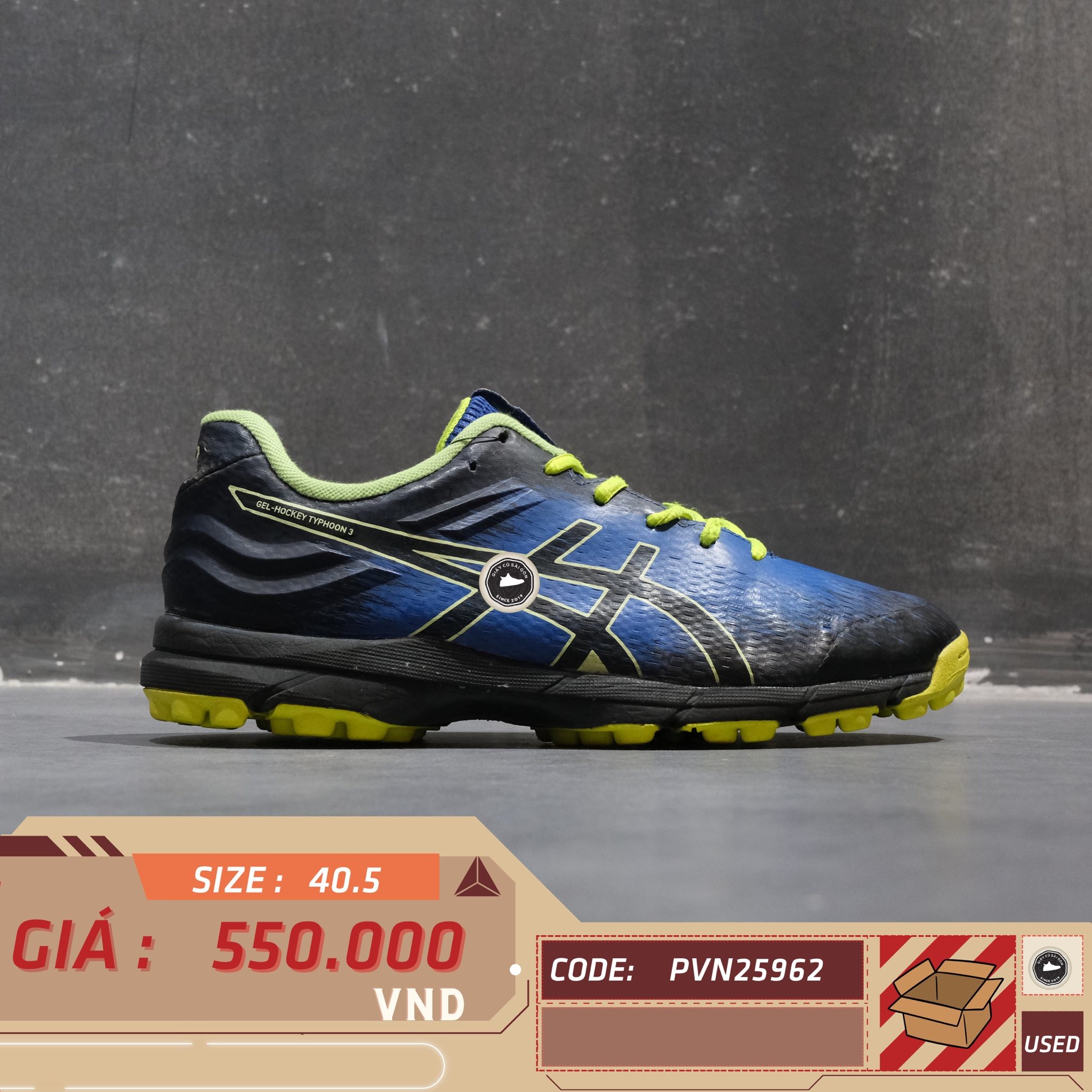 Asics Gel-Hockey Typhoon 3 - P706N - Size 40.5 - GIÀY 2HAND CHÍNH HÃNG PVN25962