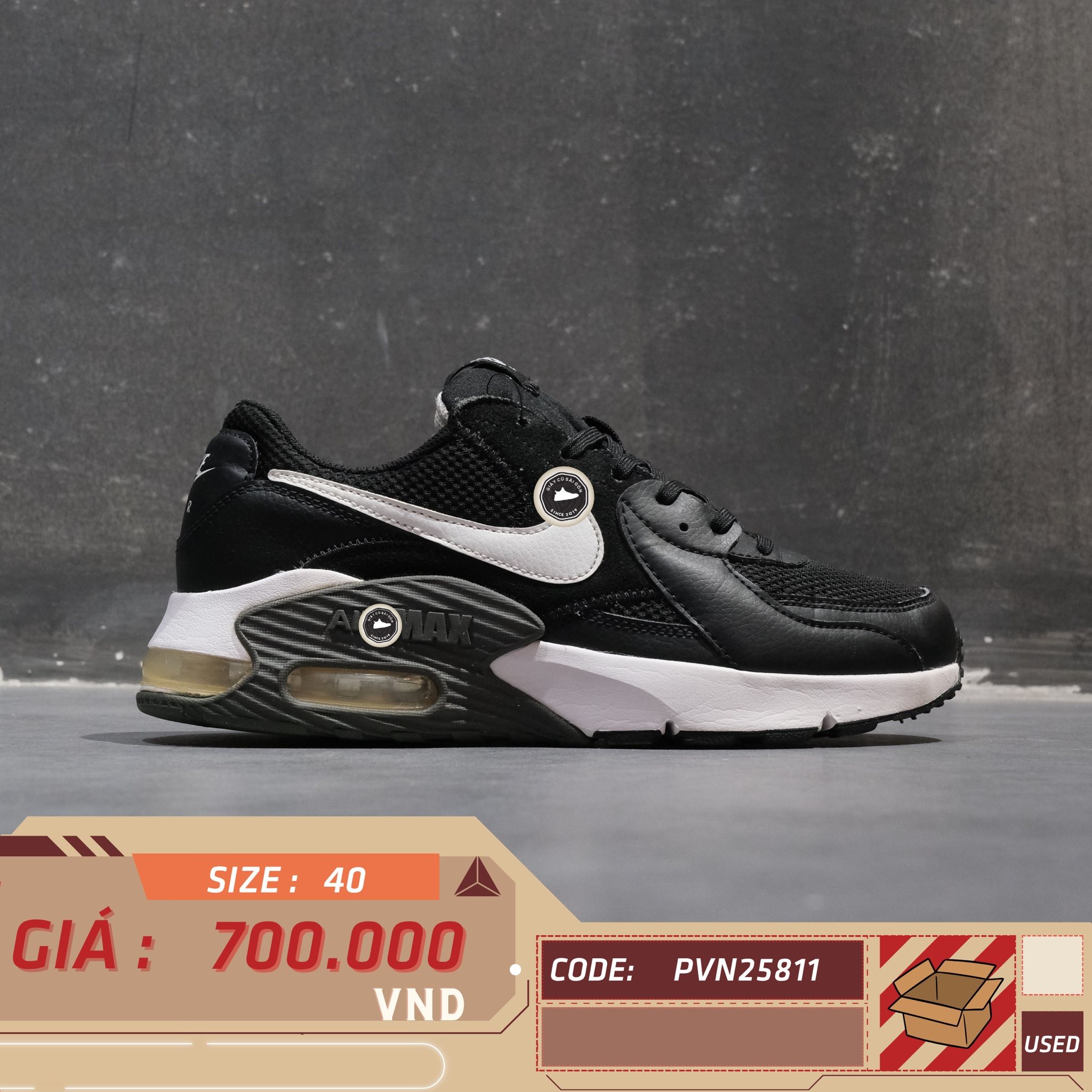 Nike Air Max Excee Black White - CD4165-001 - Size 40 - GIÀY 2HAND CHÍNH HÃNG PVN25811