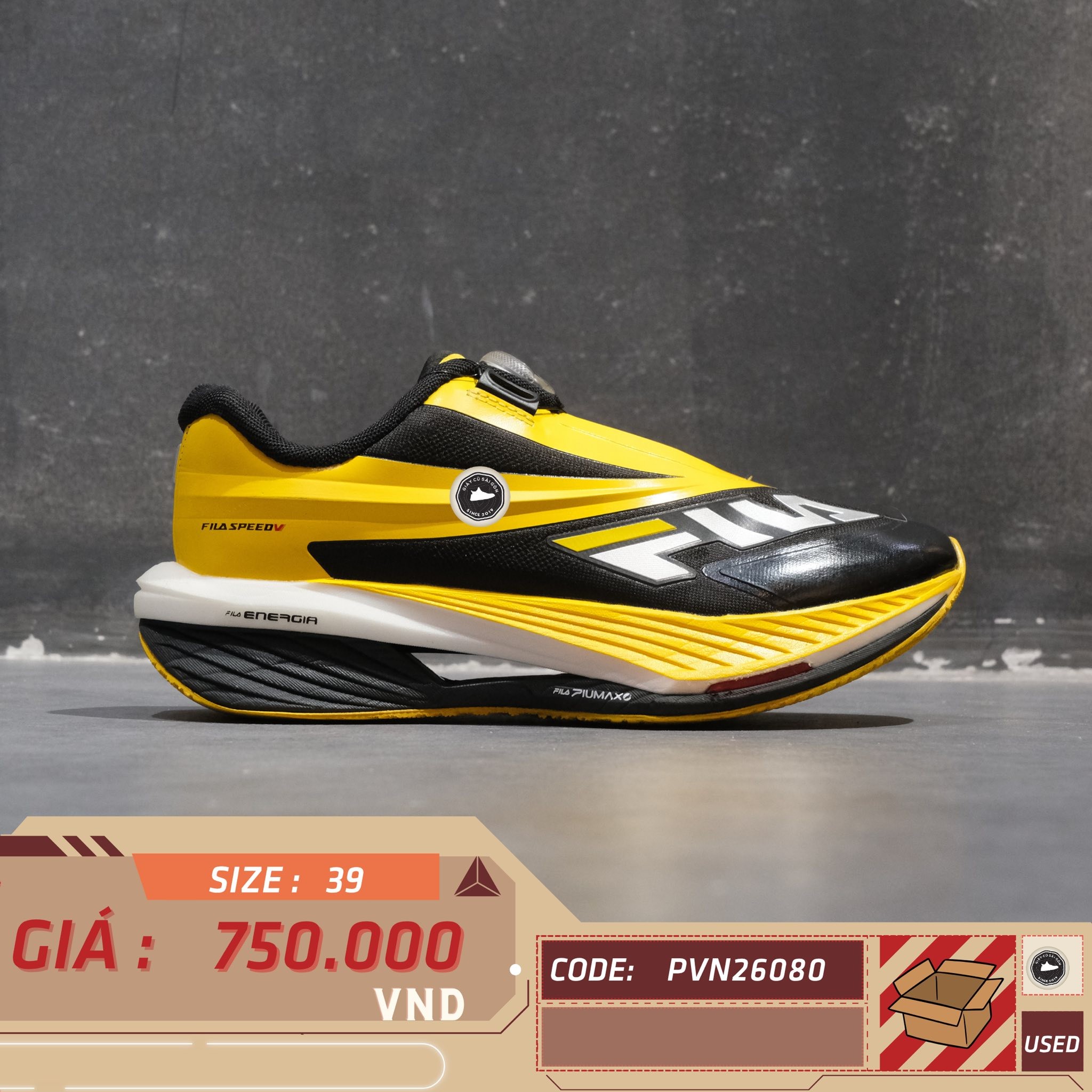 Giày Fila Speed 5 Turbo Yellow Black K15B512101FLB - Size 39 - GIÀY 2HAND CHÍNH HÃNG PVN26080